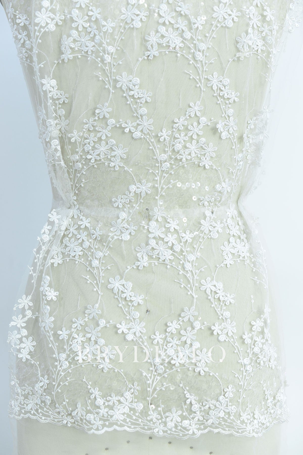 Shimmery Embroidery Tiny Flower Lace Fabric