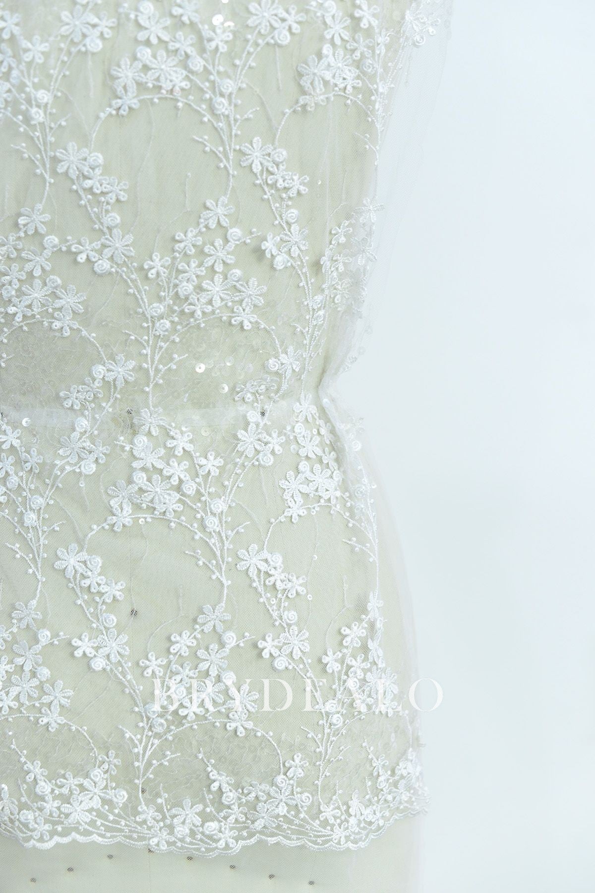 Shimmery Tiny Flower Lace Fabric