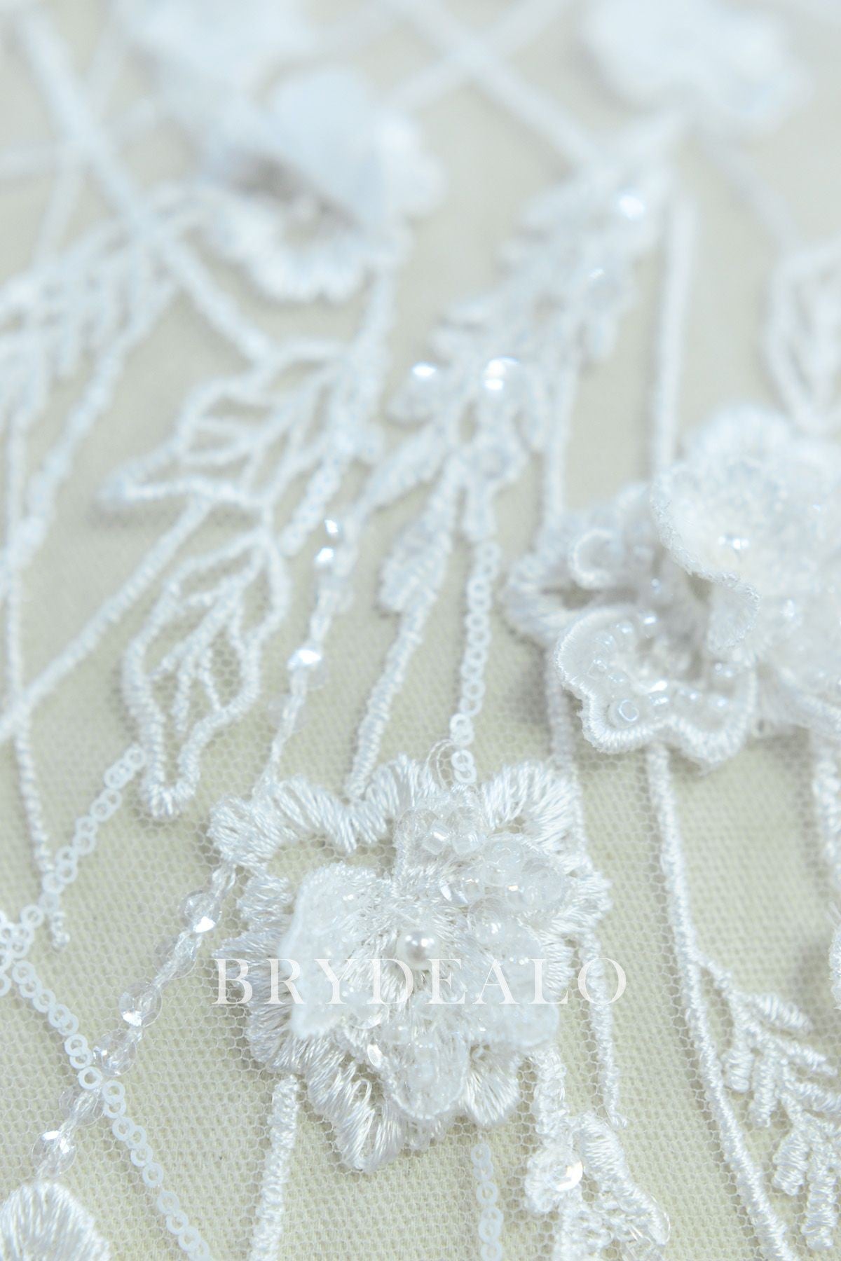 Beaded 3D Flower Bridal Lace Fabric