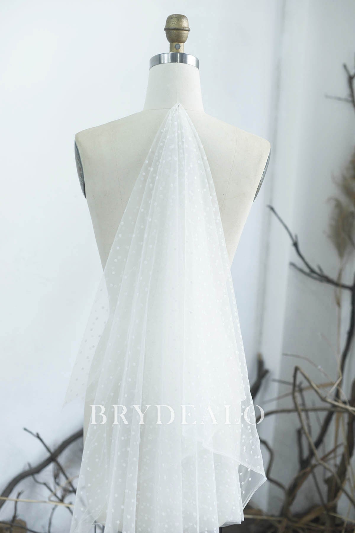 Even Small Flocked Polka Dot Mesh Lace