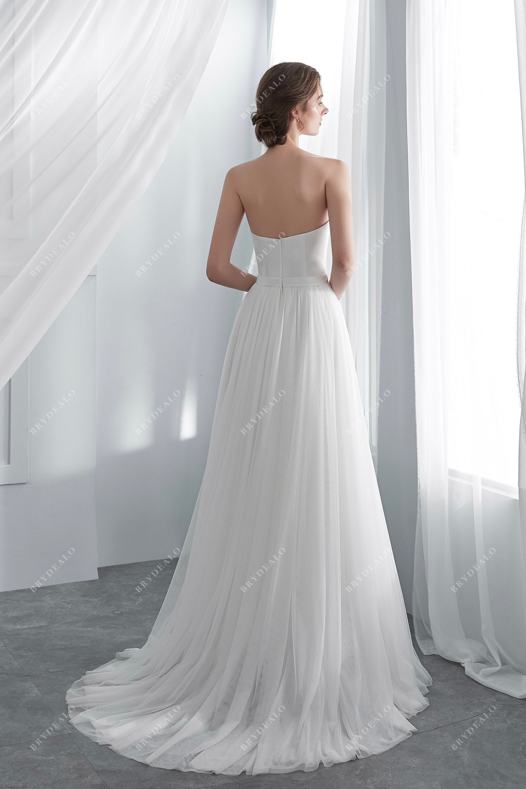 Strapless Net A-line Bridal Gown