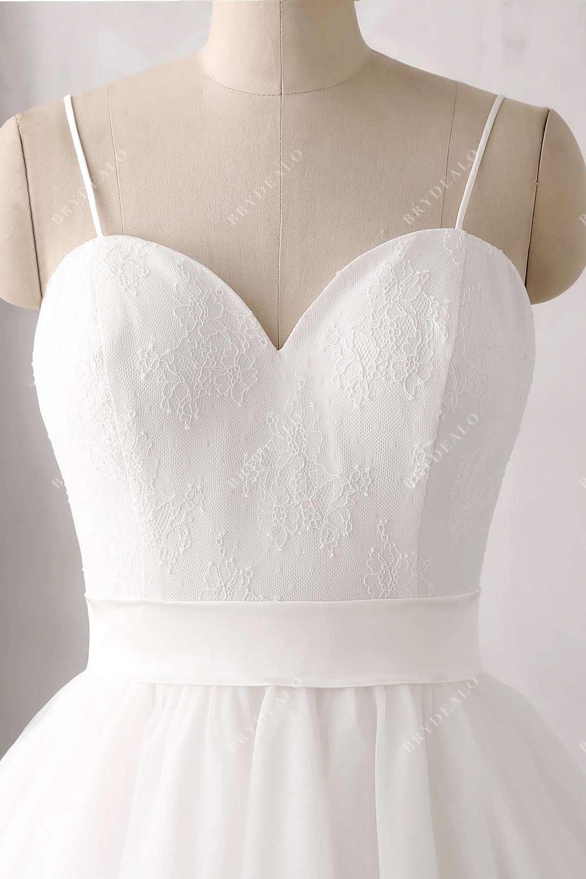 spaghetti straps sweetheart corset wedding gown