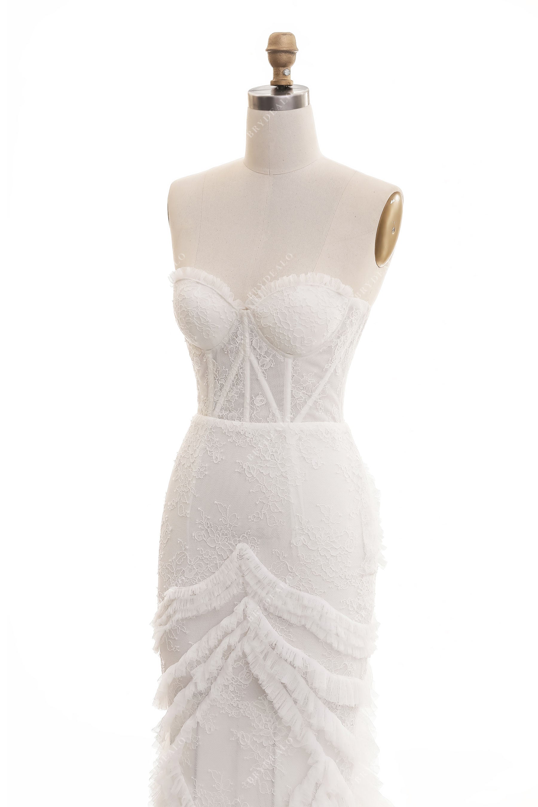 Strapless Corset Lace Tulle Bridal Dress