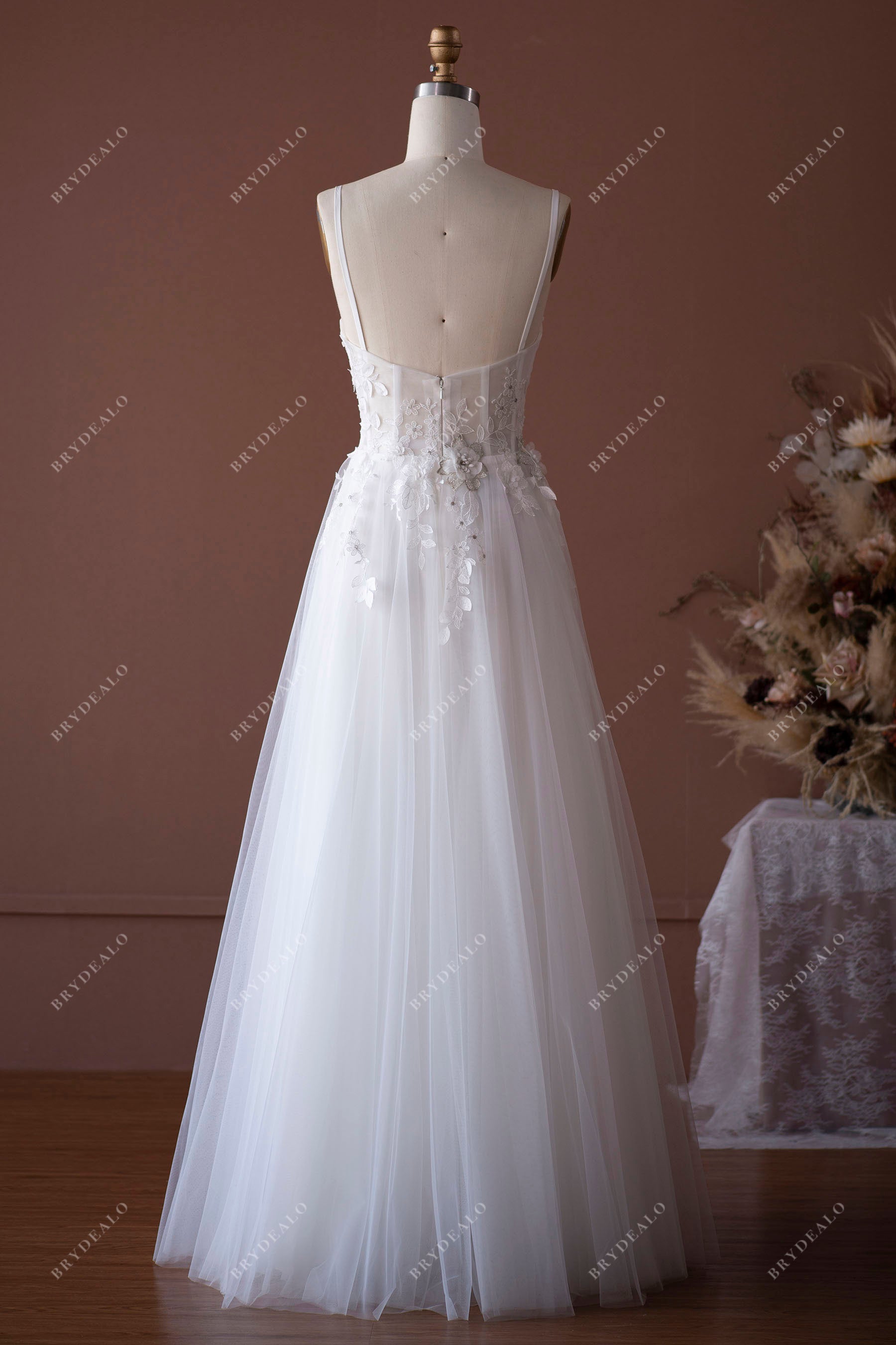 sleeveless open back bridal gown