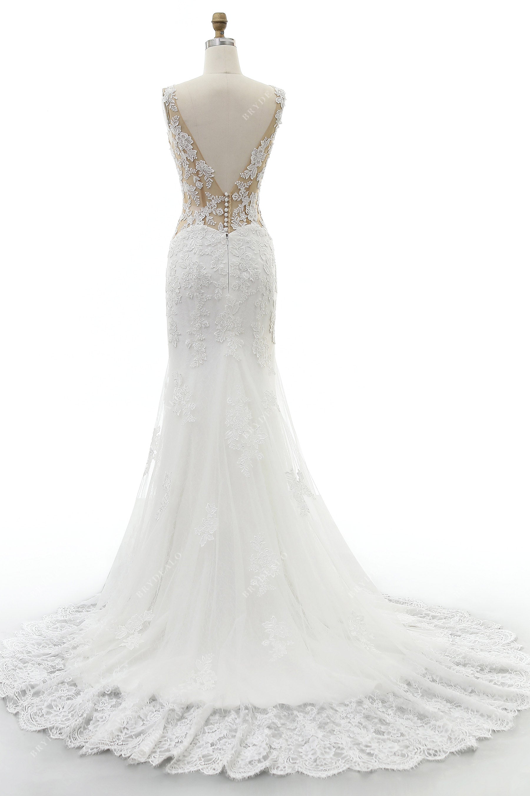 straps v neck lace long wedding dress