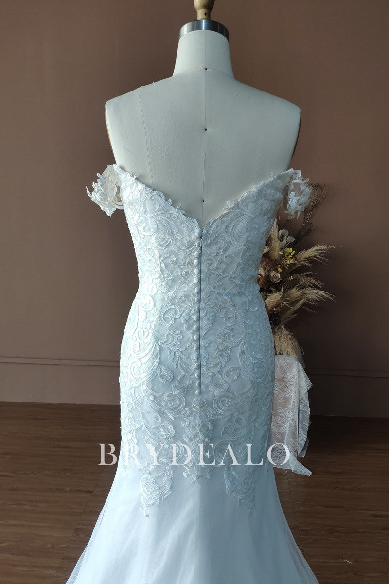 Wholesale Custom Off Shoulder Lace Mermaid Wedding Dress 2110095616