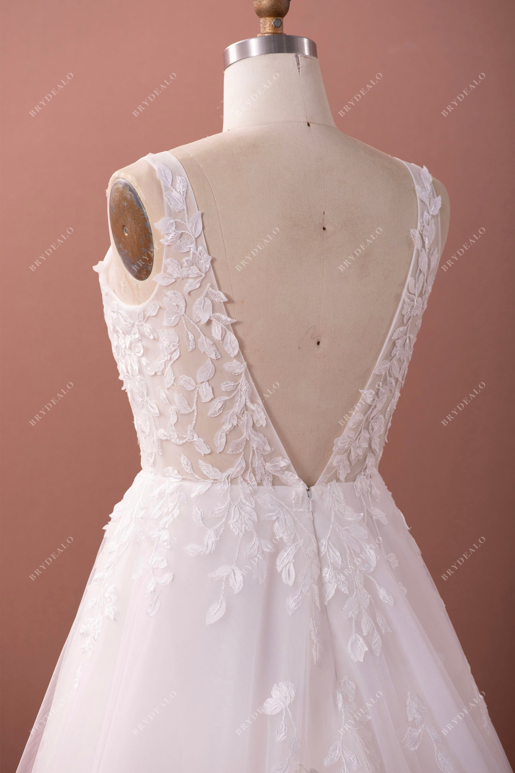 v-back lace wedding dress