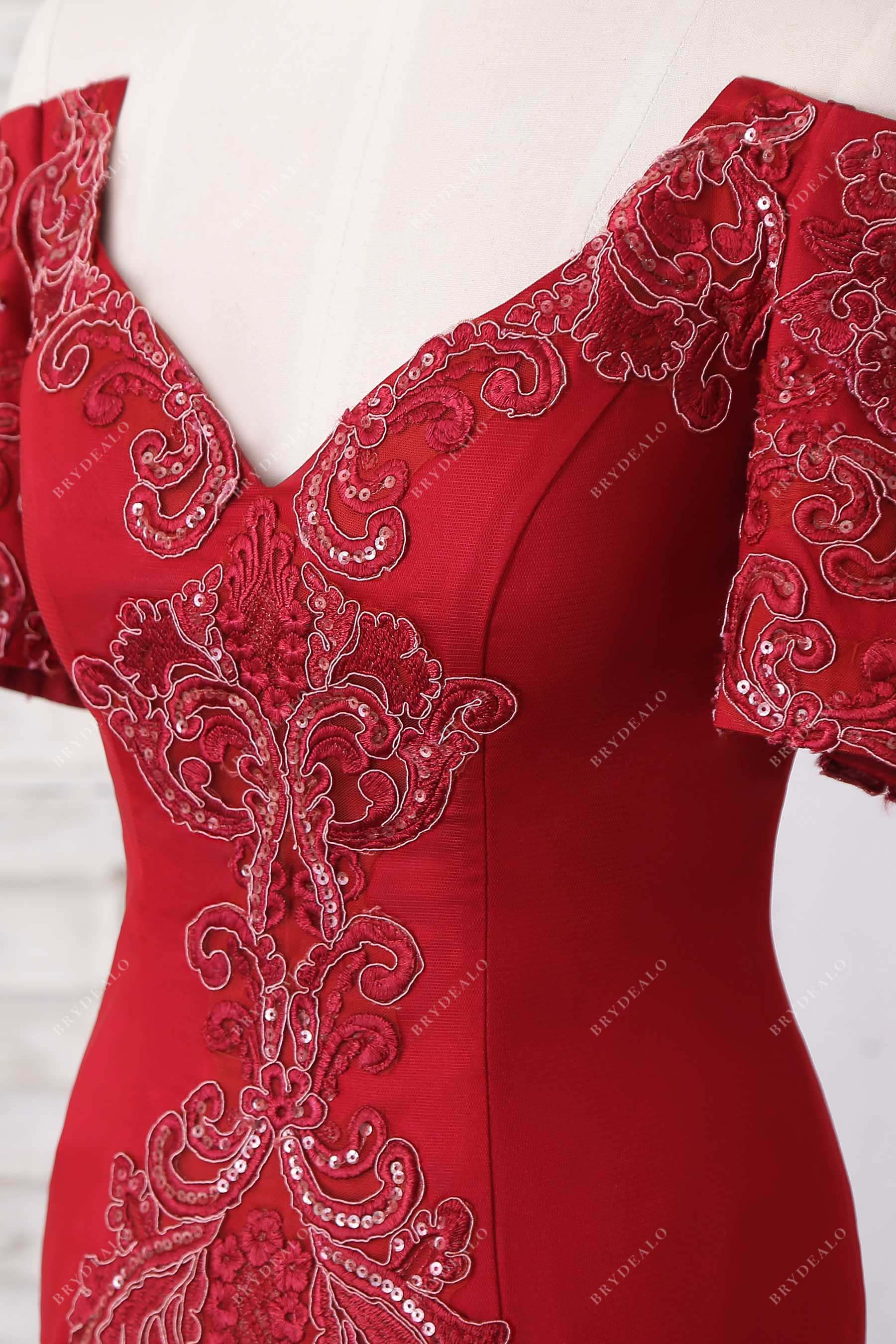 V-neck beaded lace prom dress