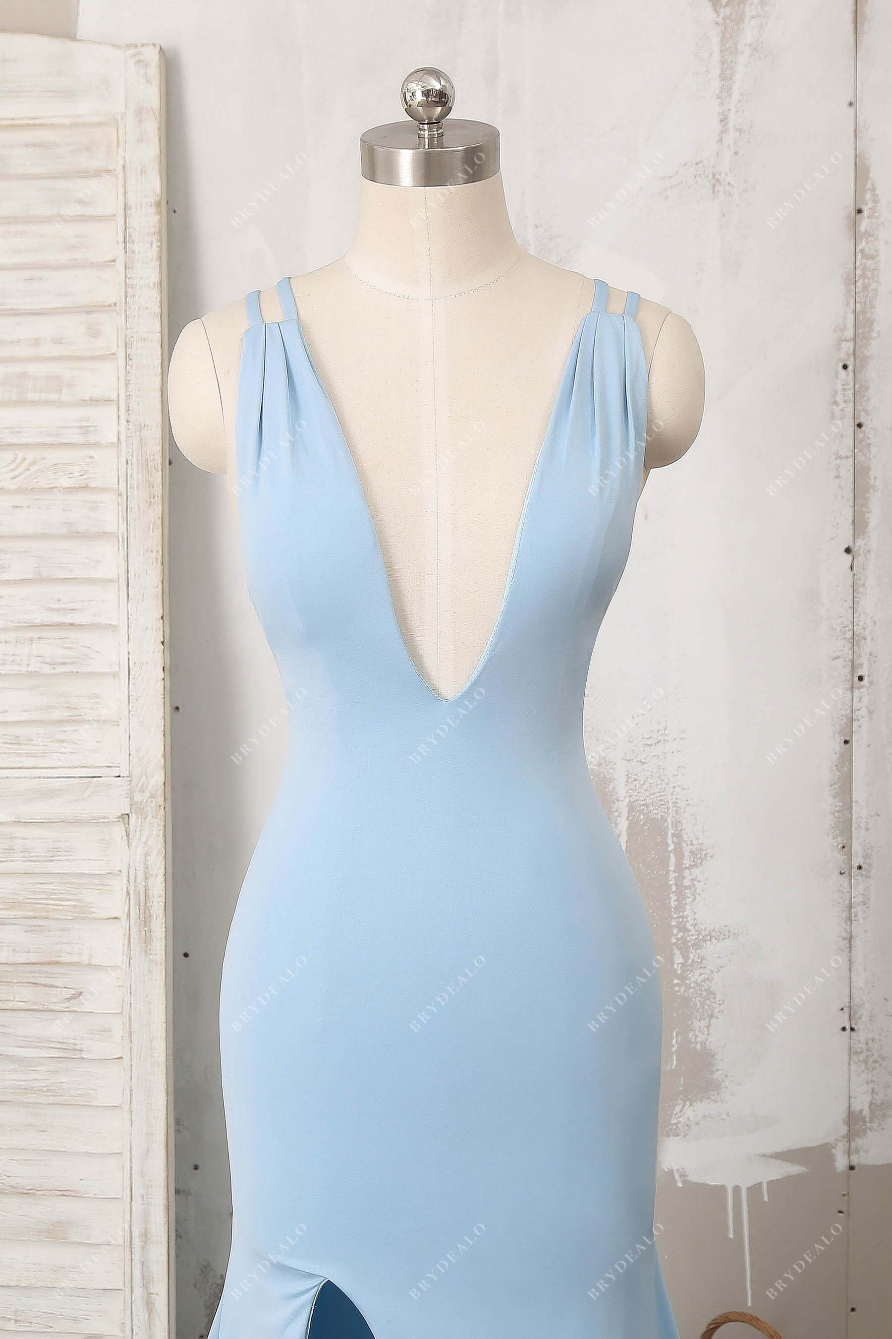 V-neck blue jersey dress