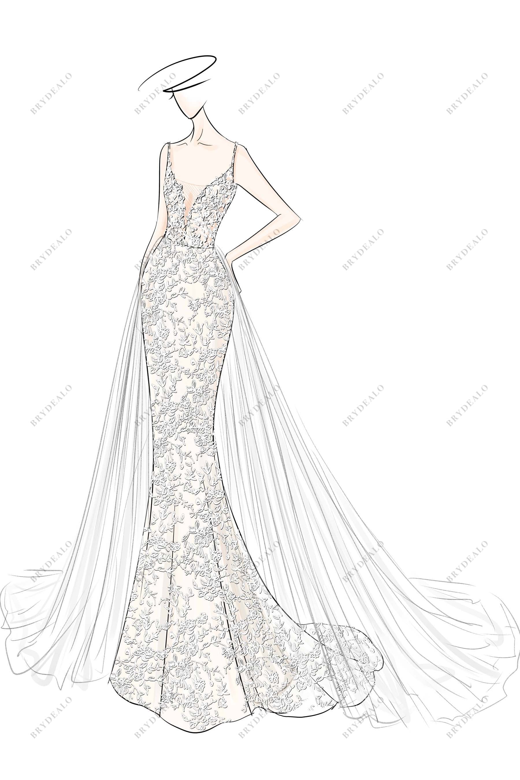 how to draw a wedding dress sketch