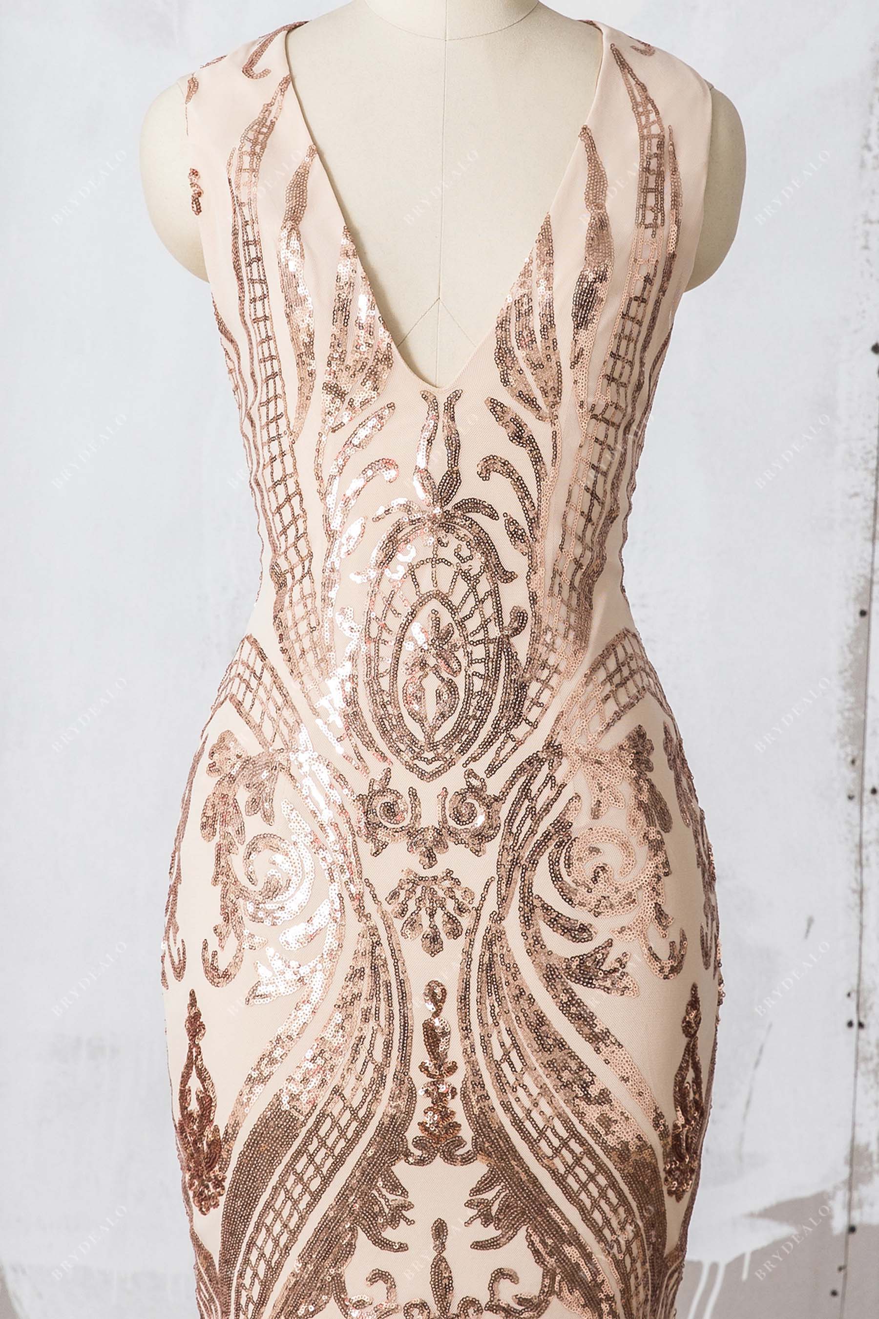 V-neck sequin prom dress
