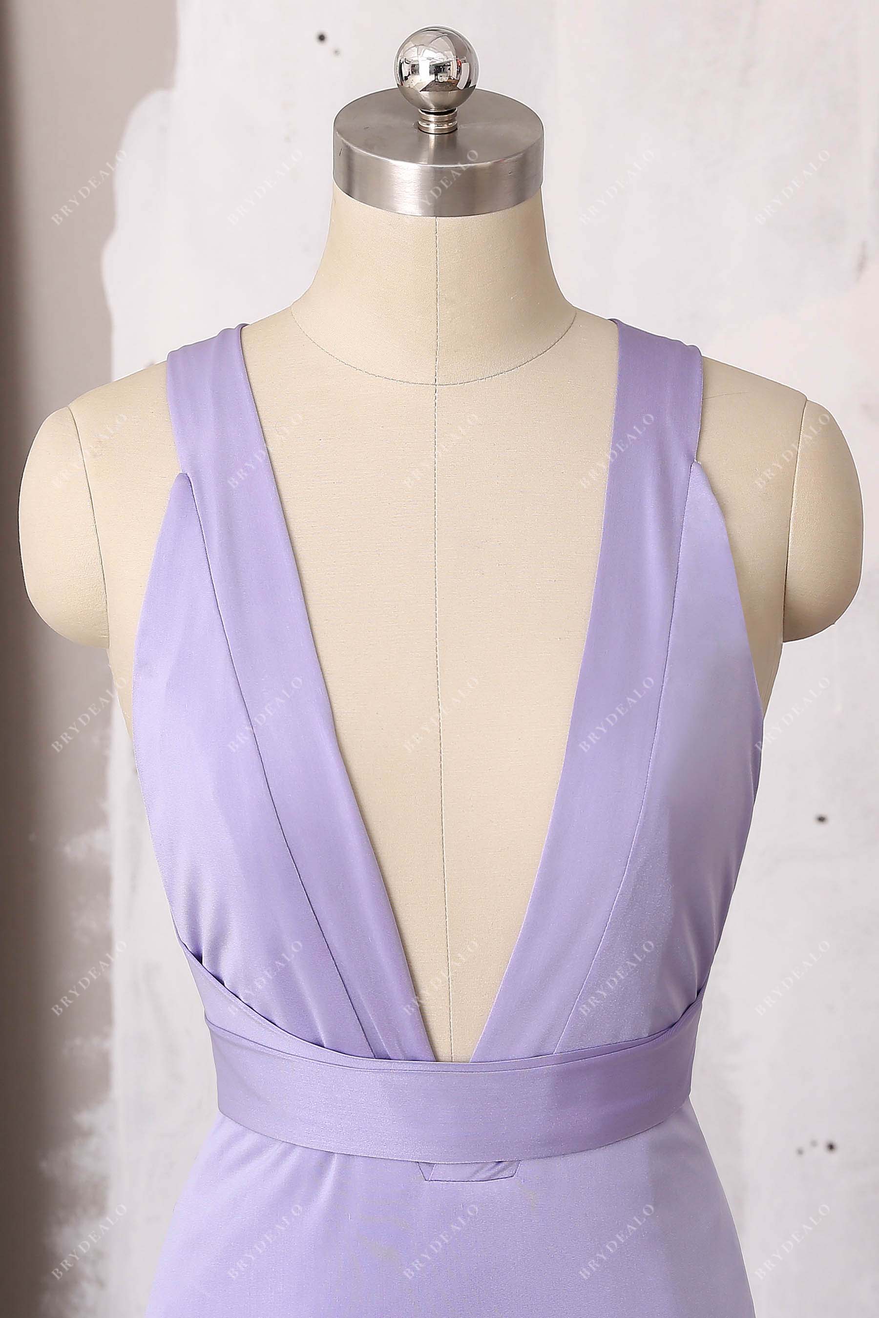 V-neck sleeveless jersey prom dress