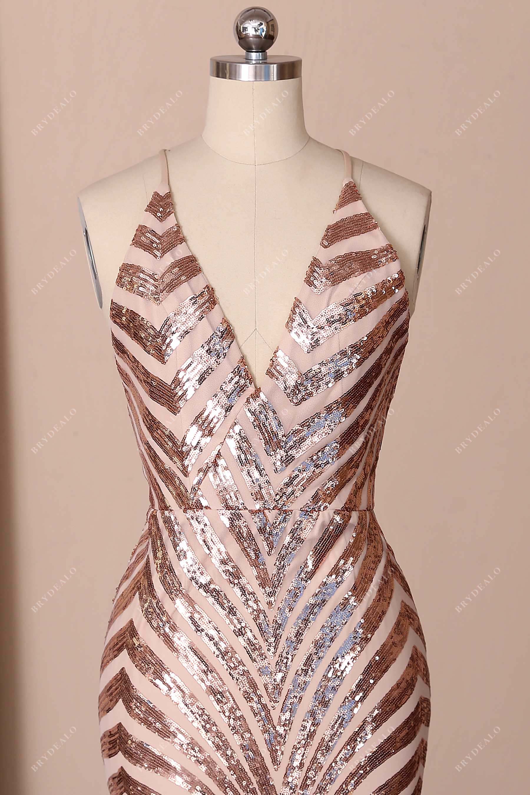 V-neck thin straps prom dress