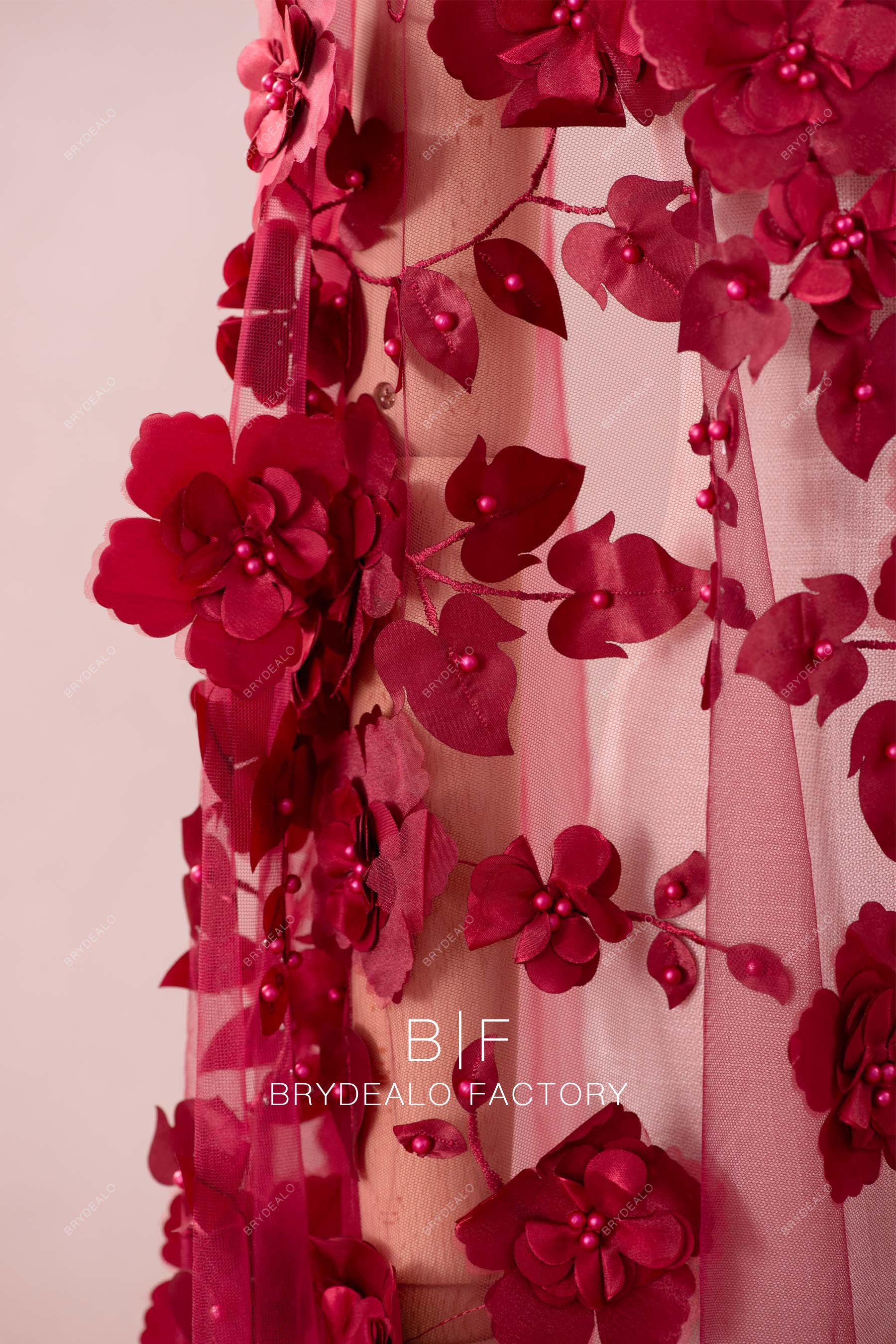 wholesale burgundy flower lace