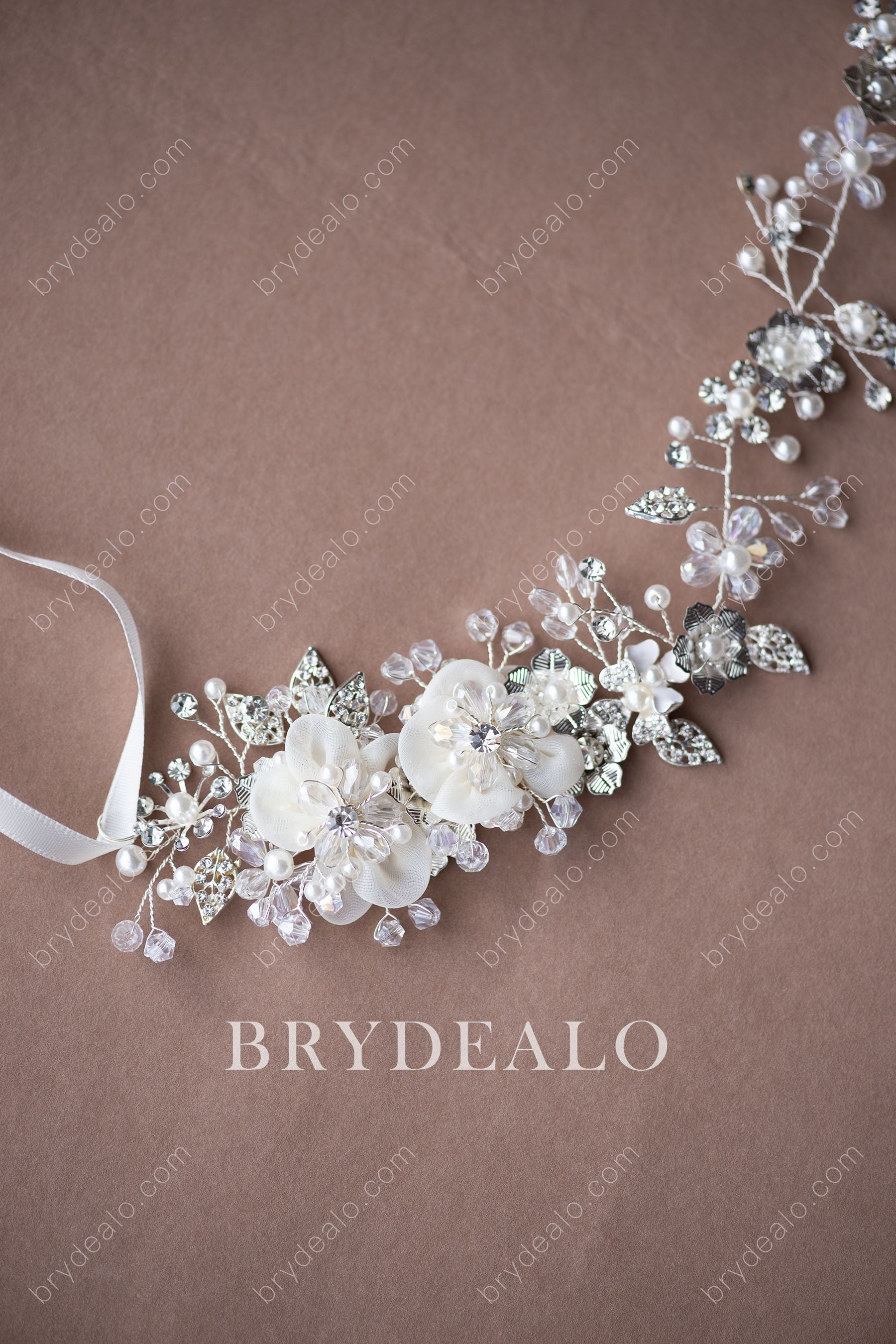 Ethereal Pearl Flower Bridal Sash