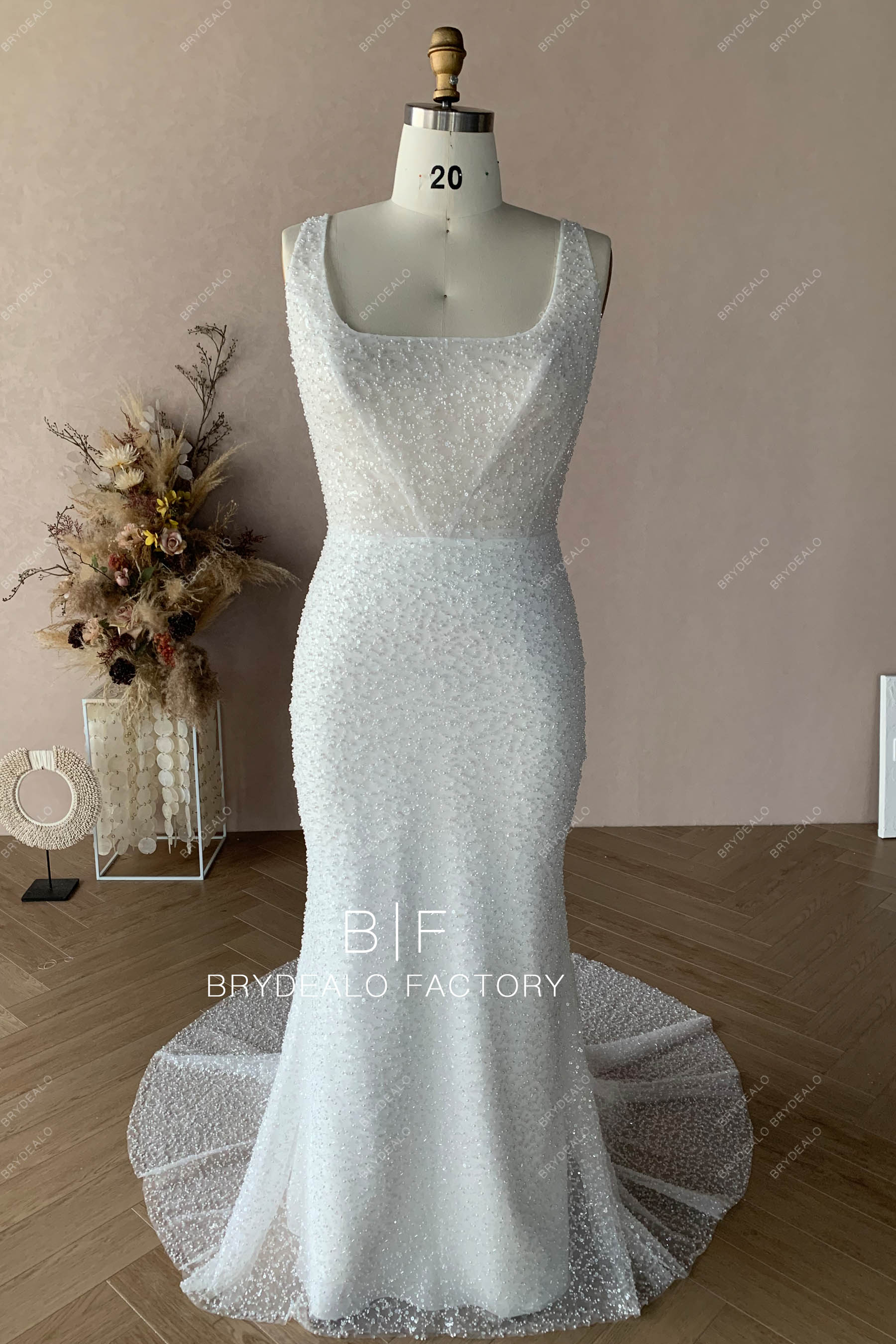 Sparkly Beading Sequined lowers Mermaid Bridal Dress BR20221613