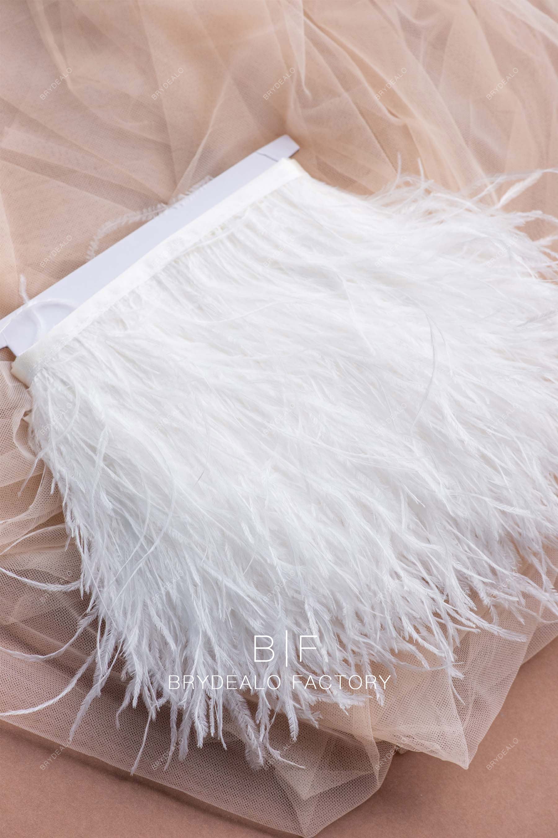 airy ostrich feather trim fabric
