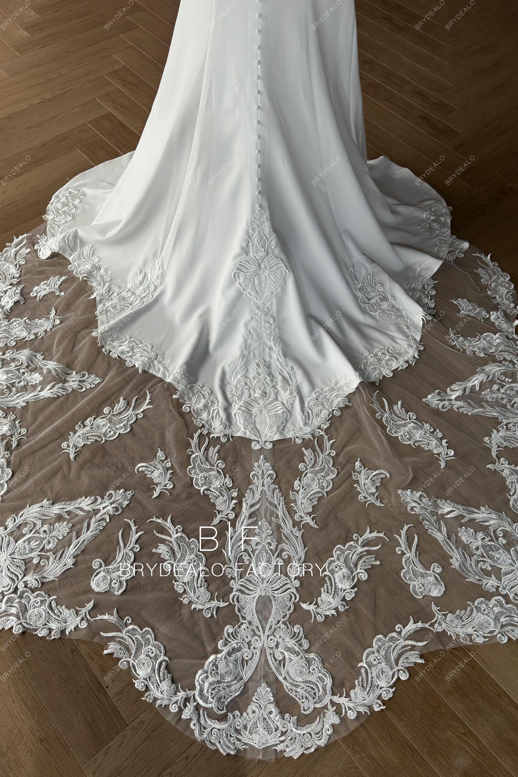 illusion cutout train lace wedding dress