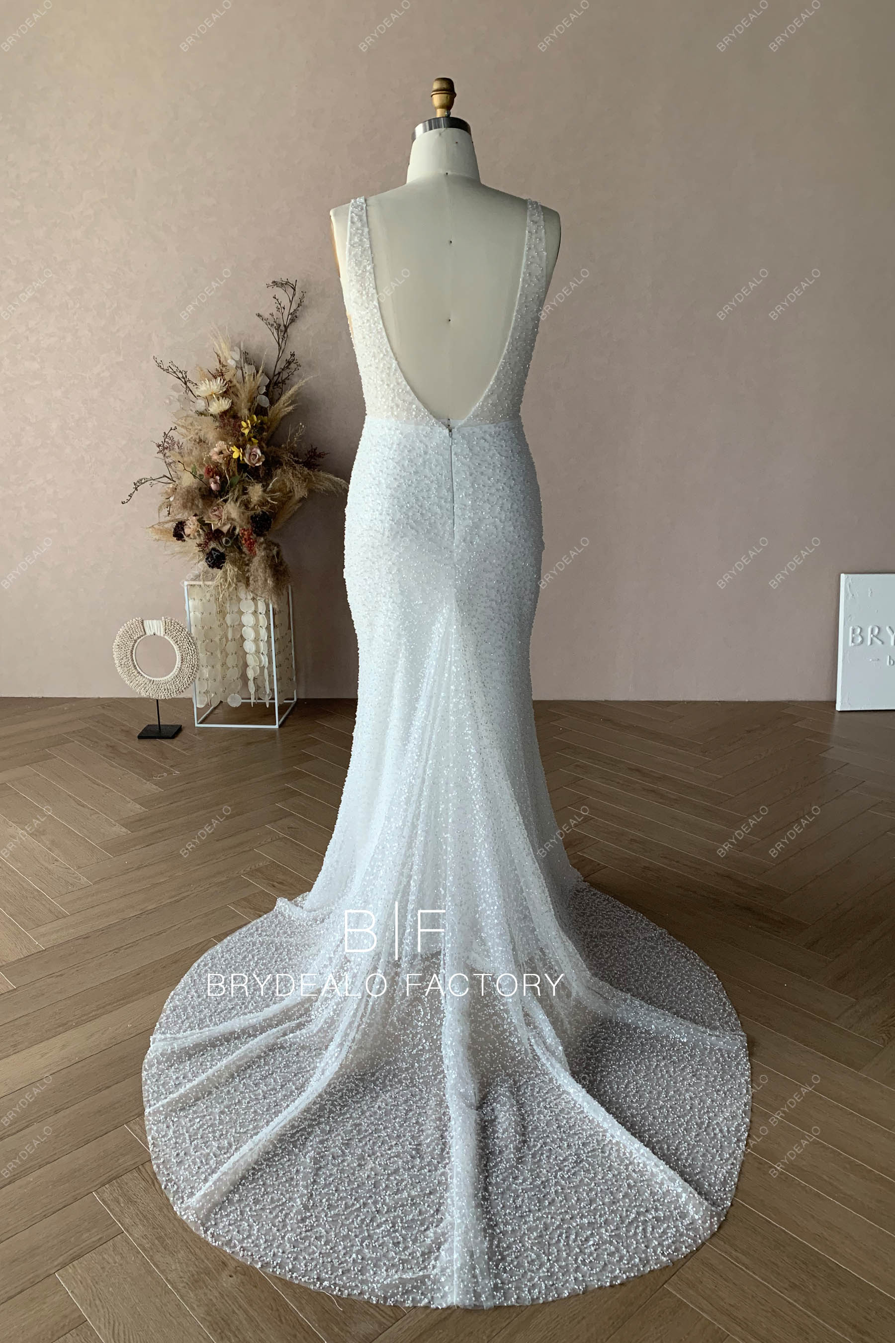 Sparkly Beading Sequined lowers Mermaid Bridal Dress BR20221613