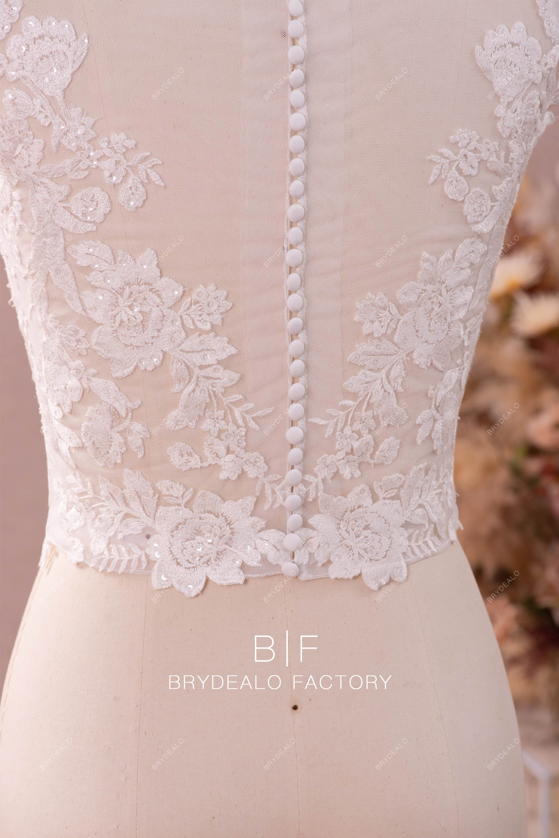 back button closure bridal jacket