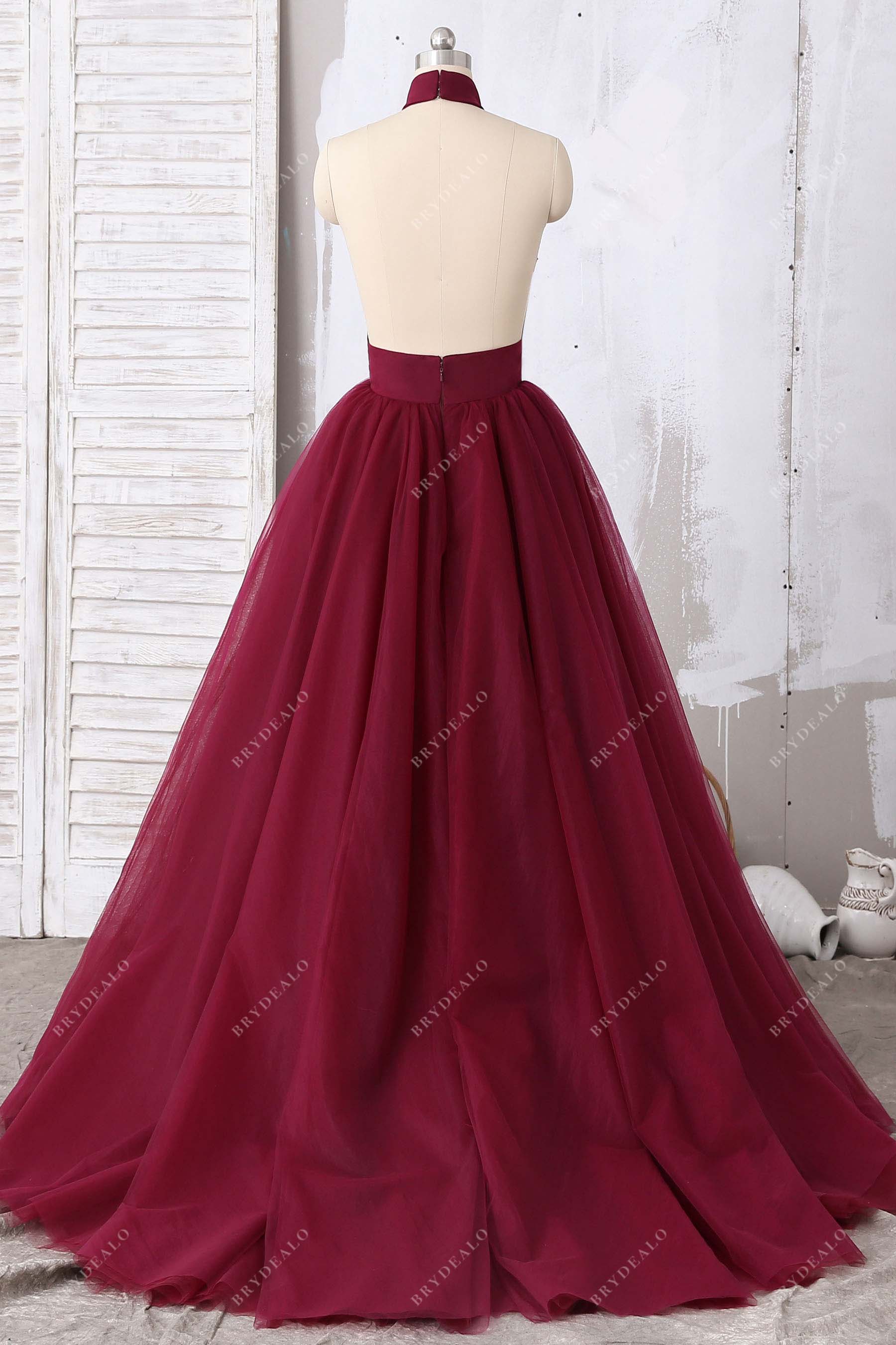 ball gown open back halter prom dress