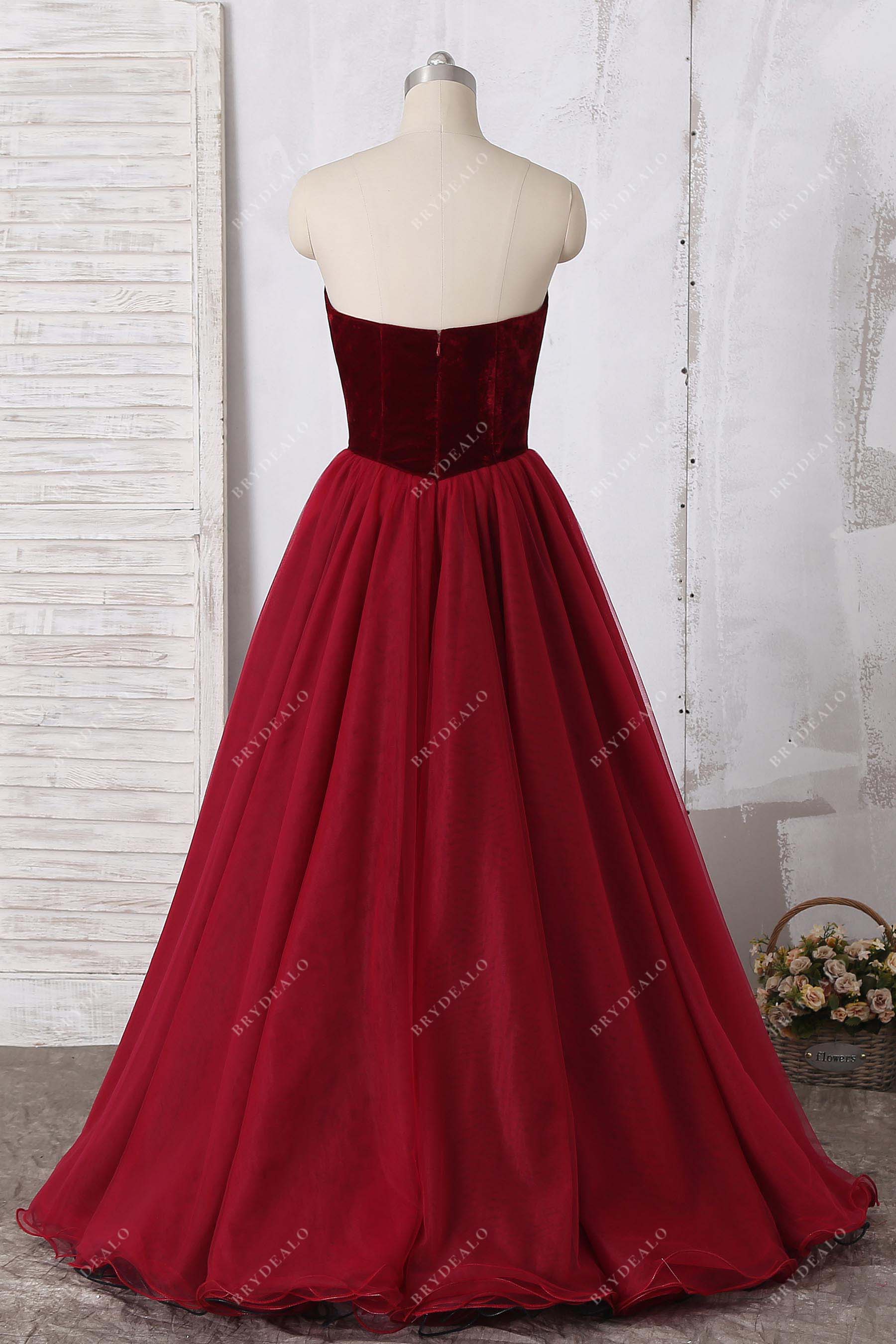 ball gown tulle strapless prom dress