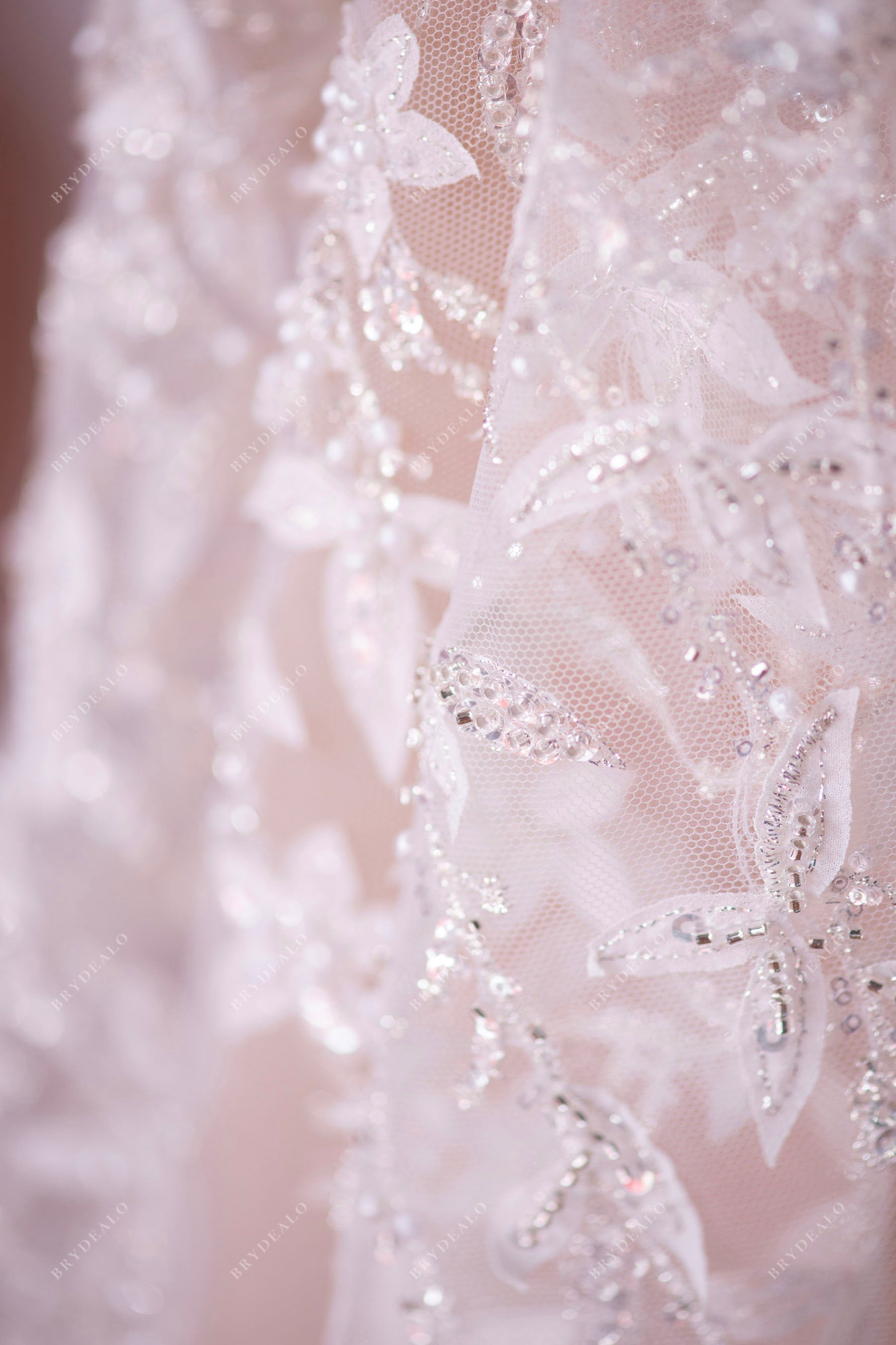 designer beaded 3D leaf lace