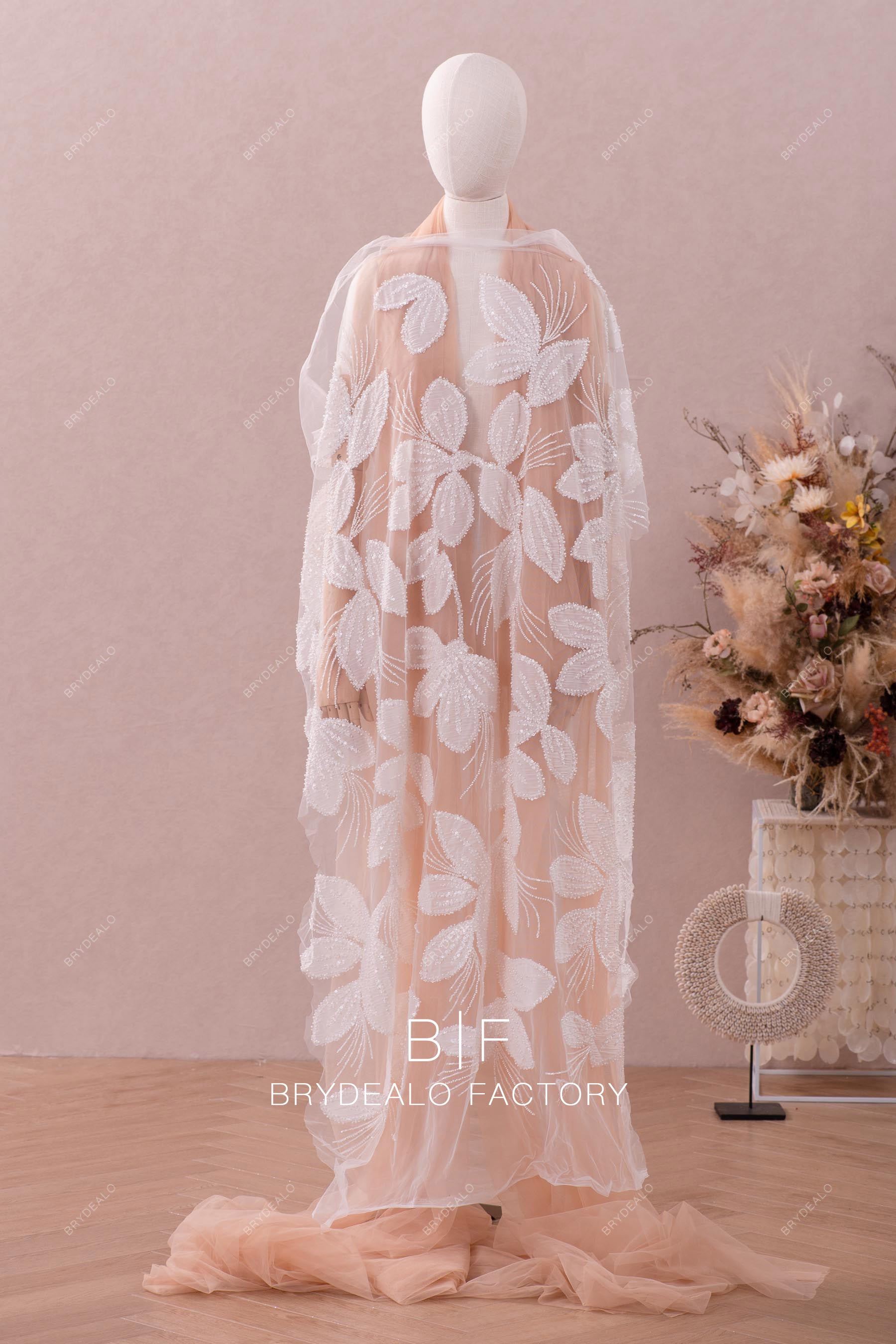 beaded chiffon embroidery lace fabric