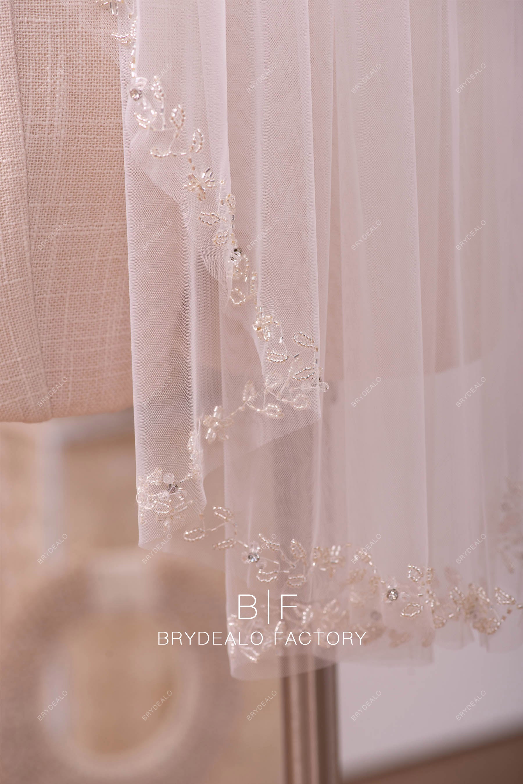 beaded edge bridal veil