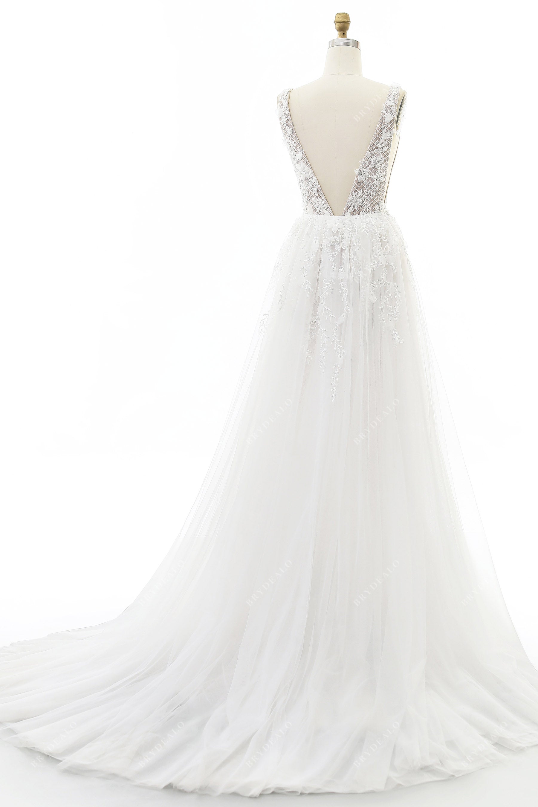 open back overskirt wedding gown