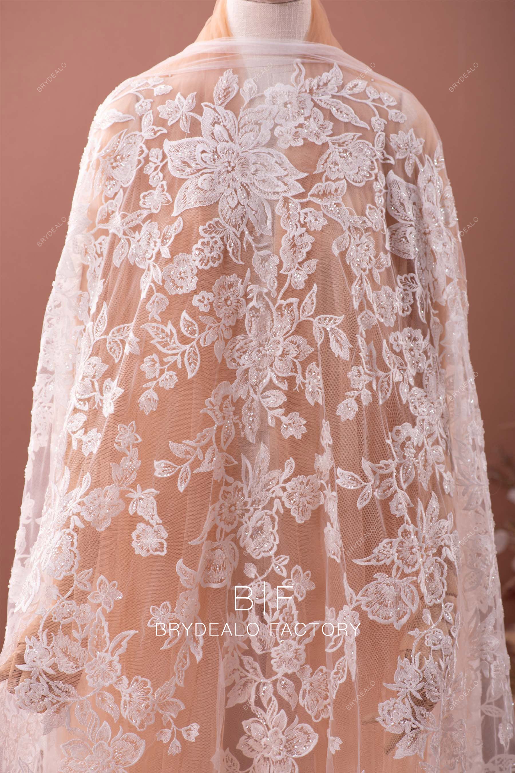 beaded flower embroidery lace fabric