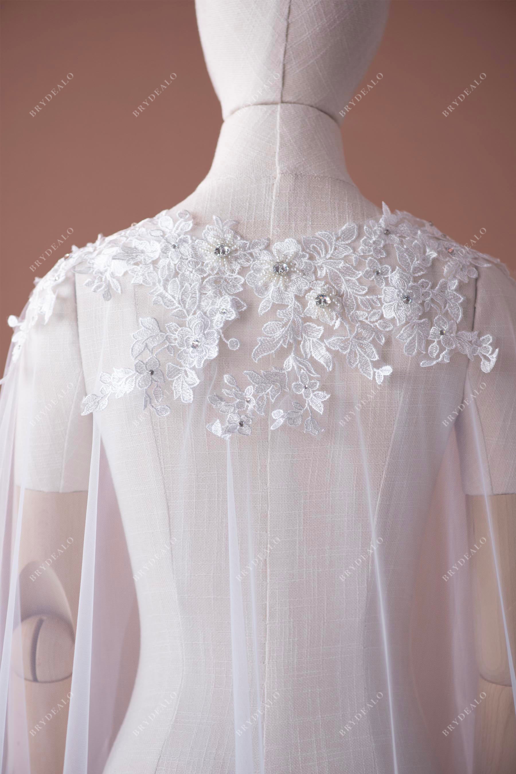 beaded flower lace bridal cape