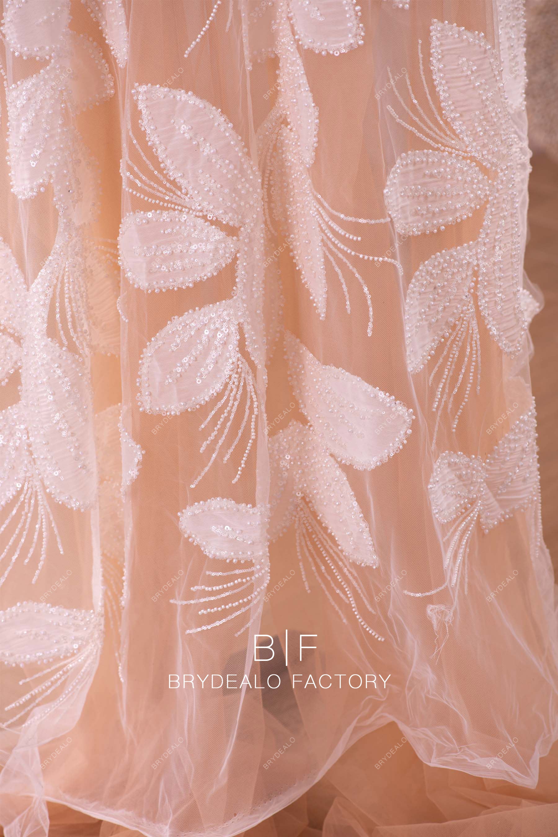 beaded flower lace fabric