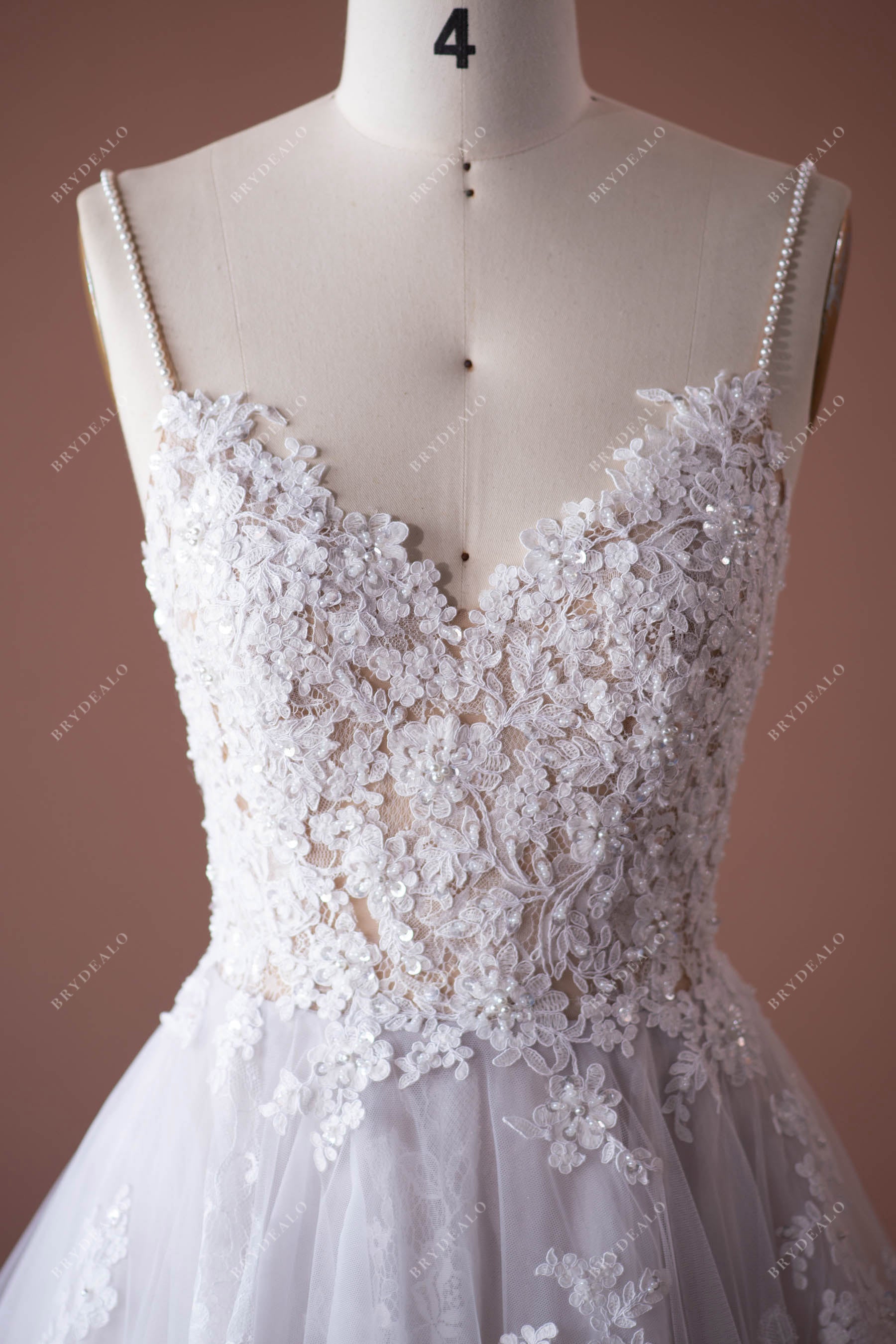 Spaghetti Strap Lace Wedding Dress