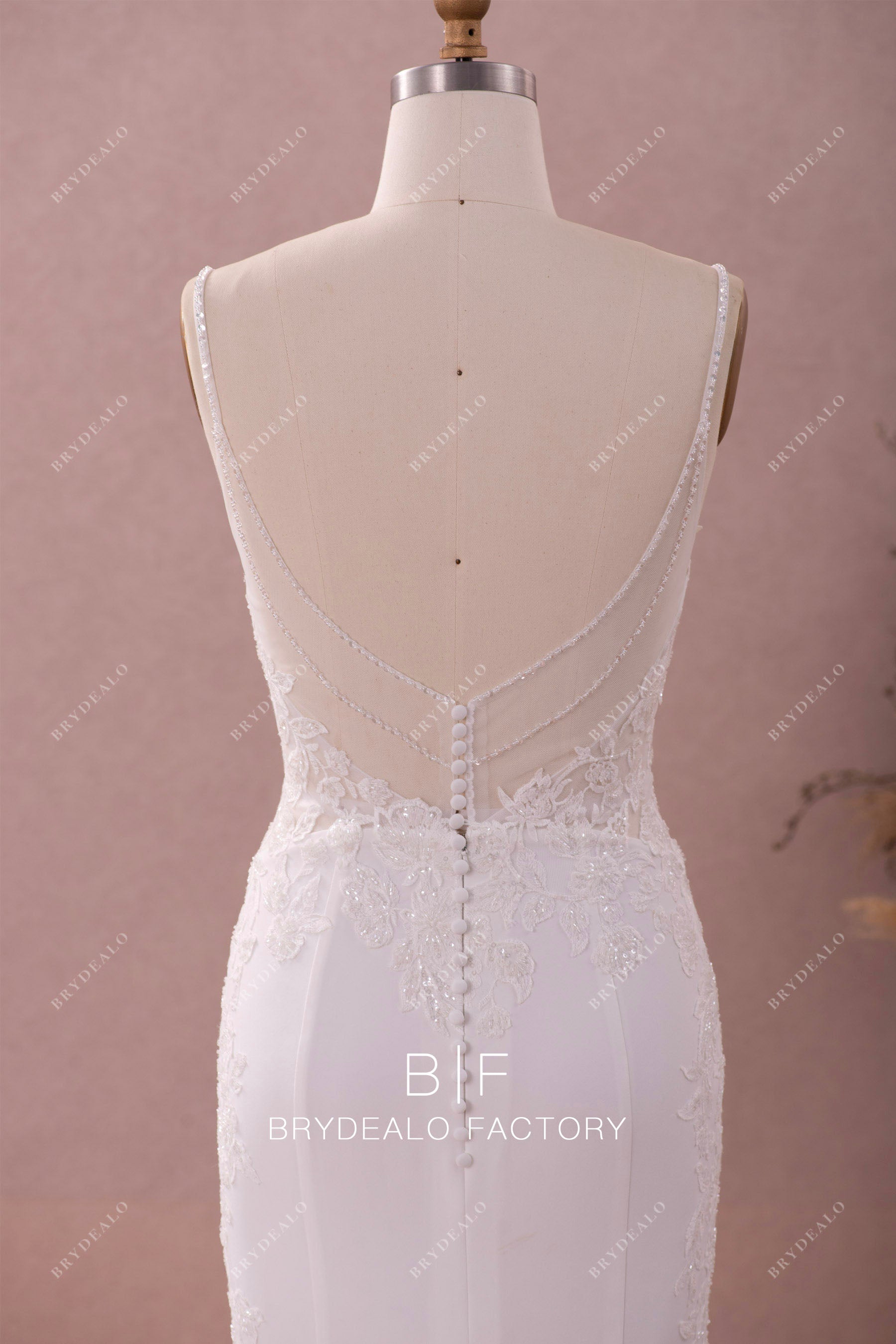 beaded illusion back wedding dress