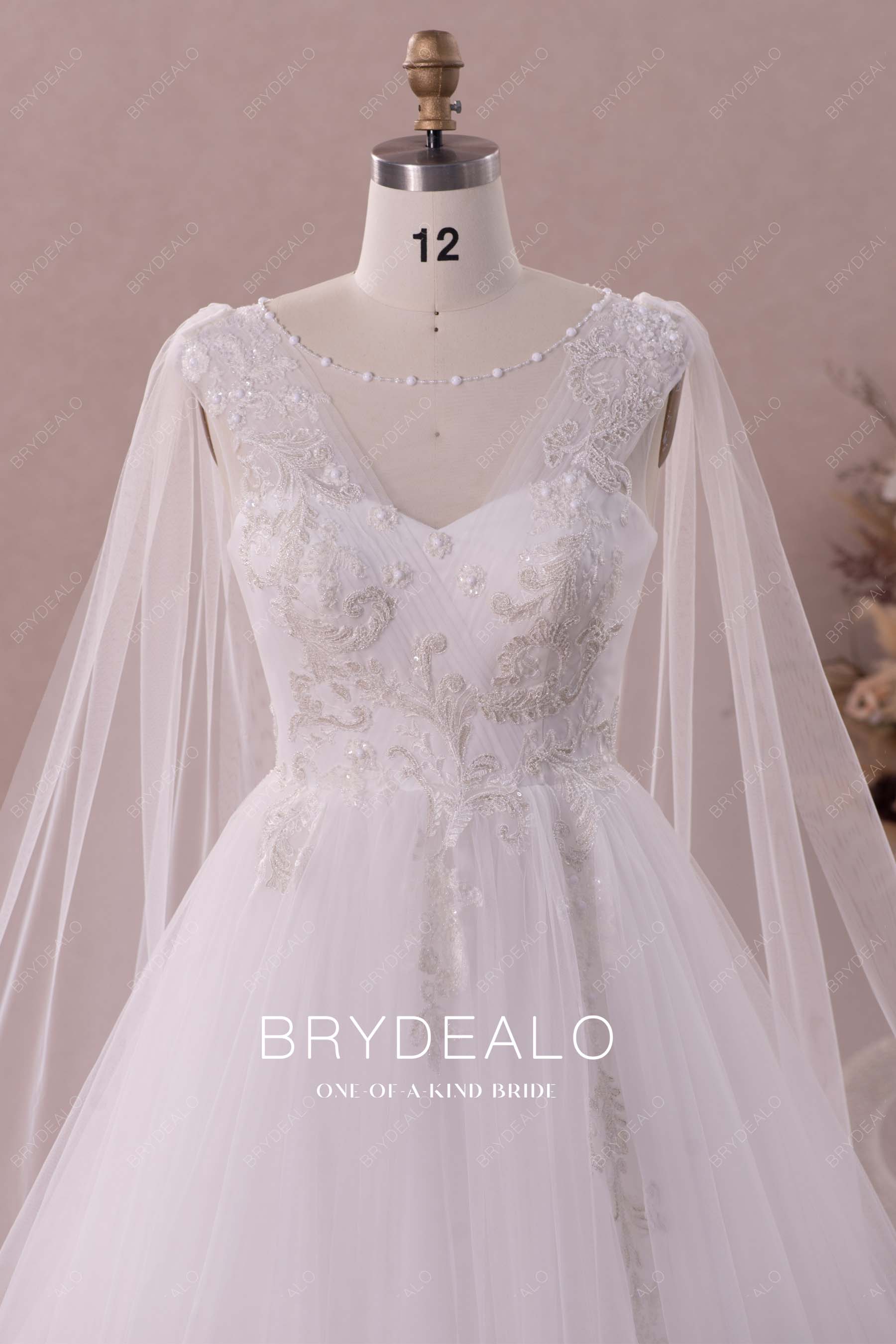 beaded illusion neck lace wedding dress