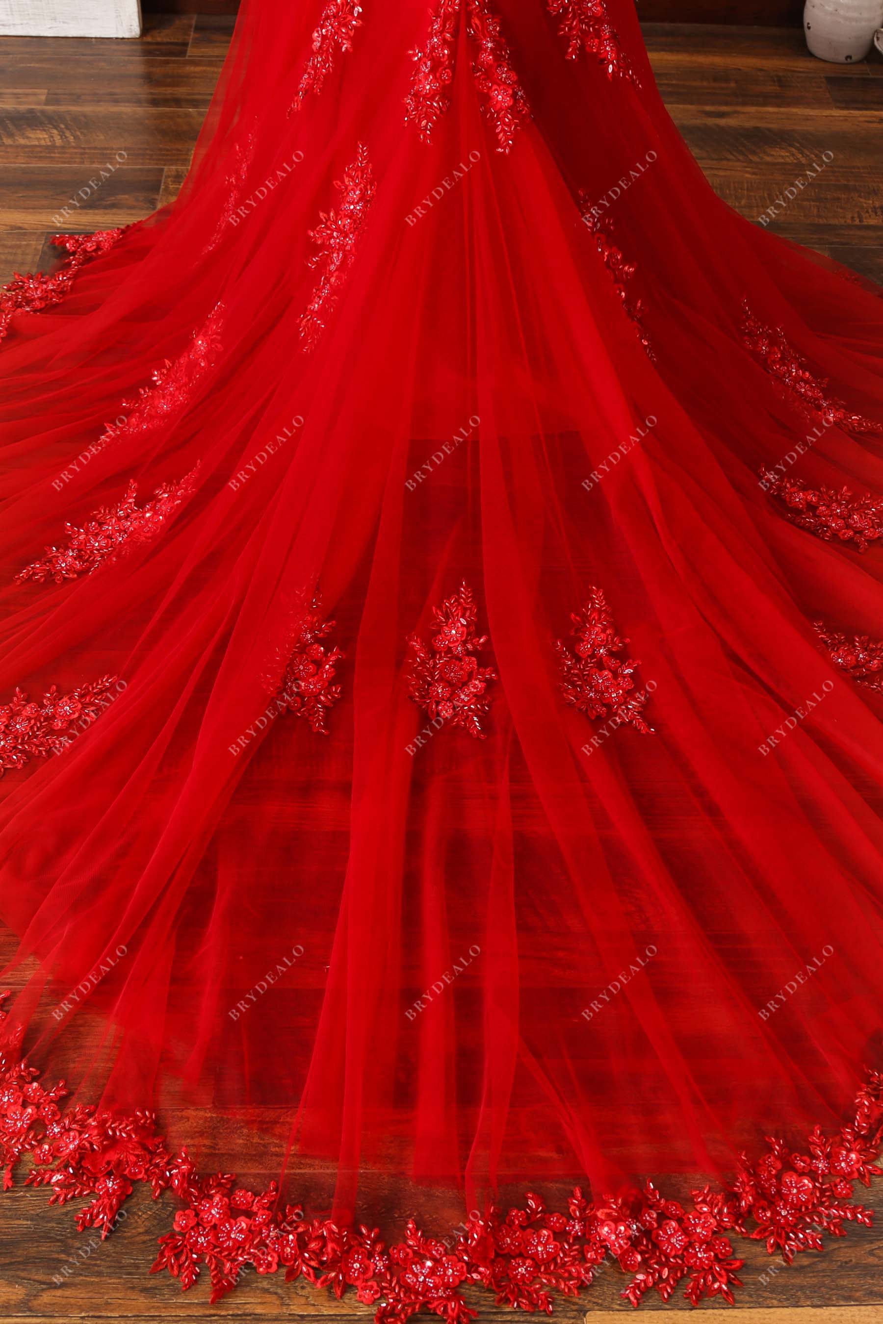 beaded lace trim decorating chapel train