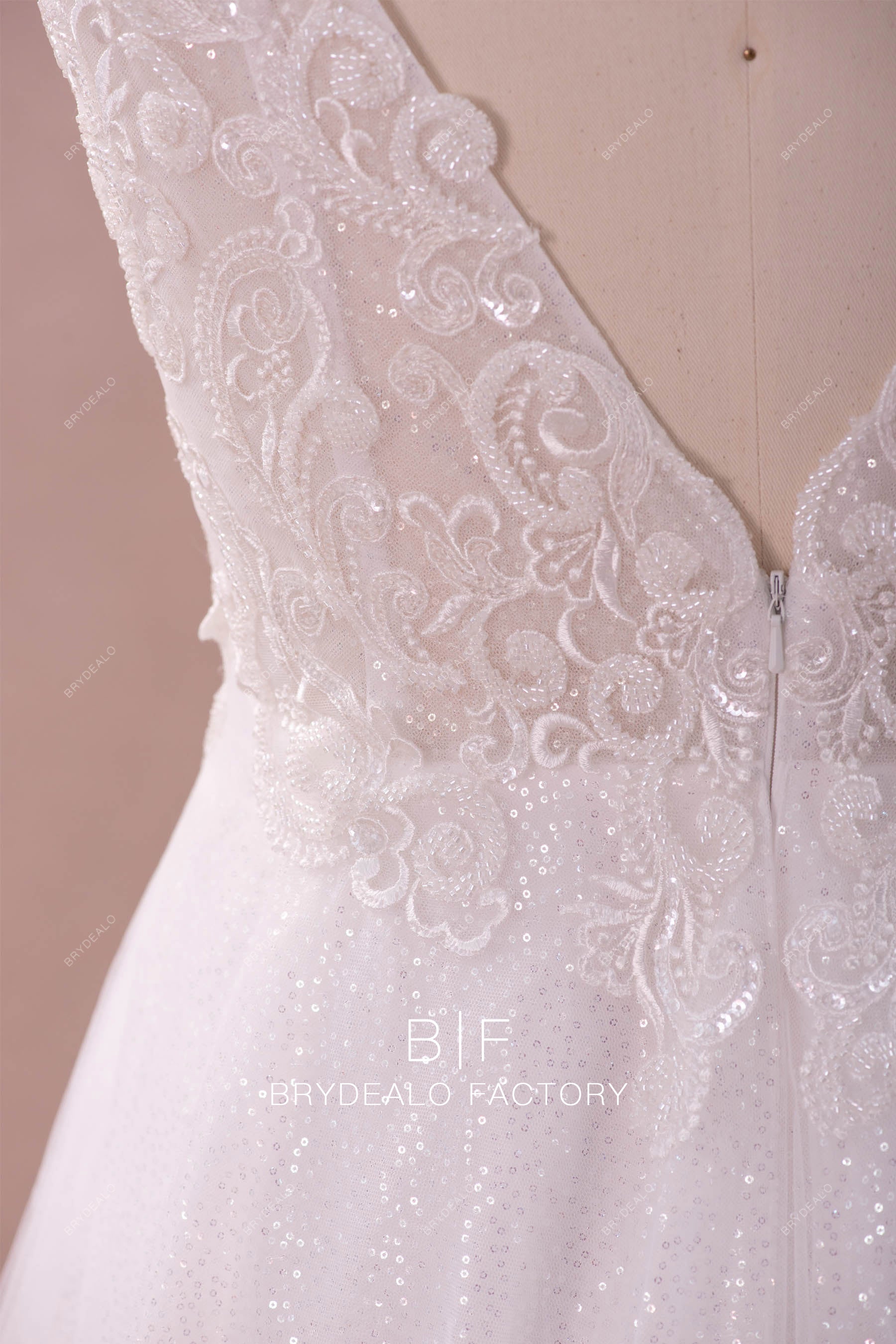 beaded lace wedding dress