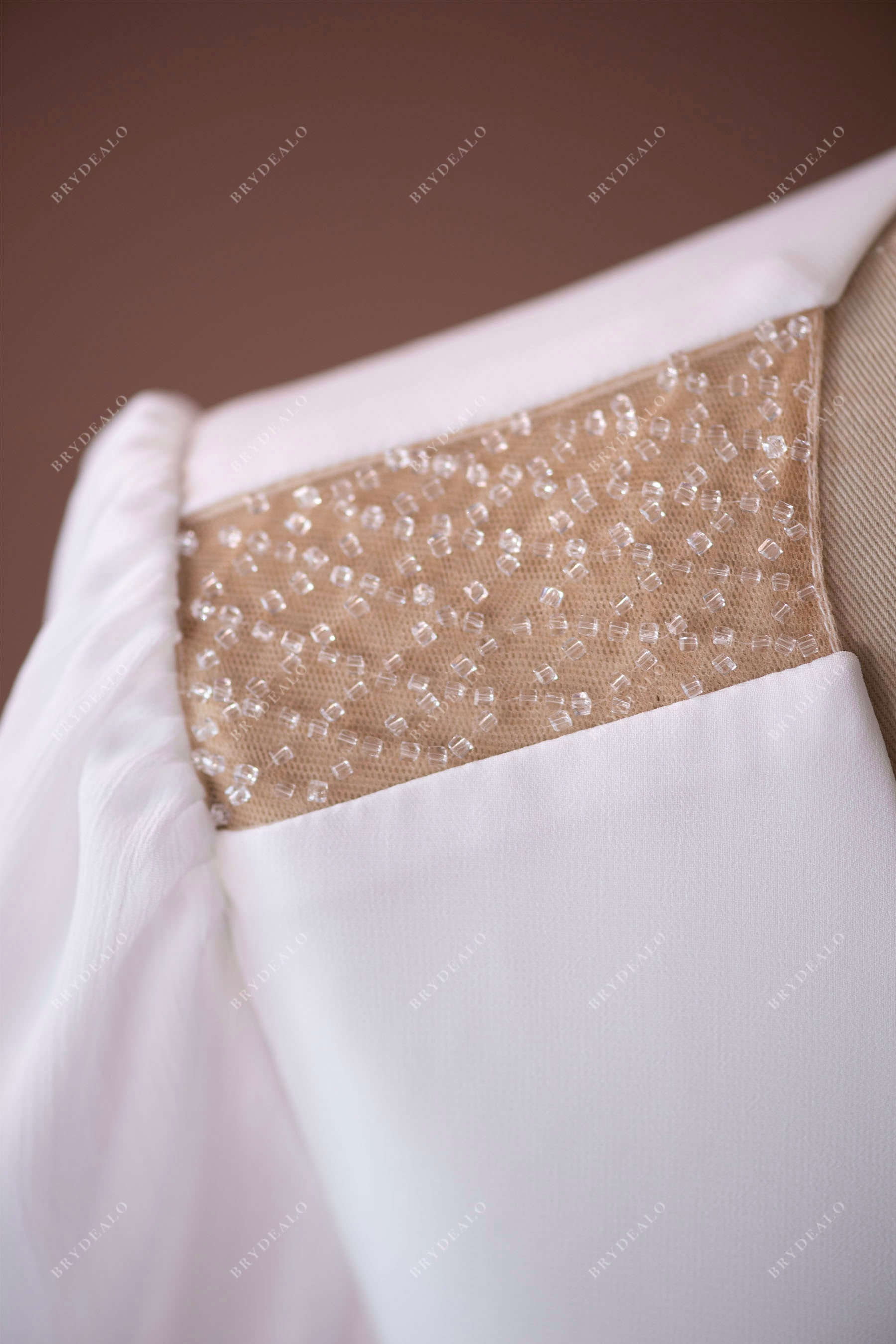 beaded shoulder wedding dress