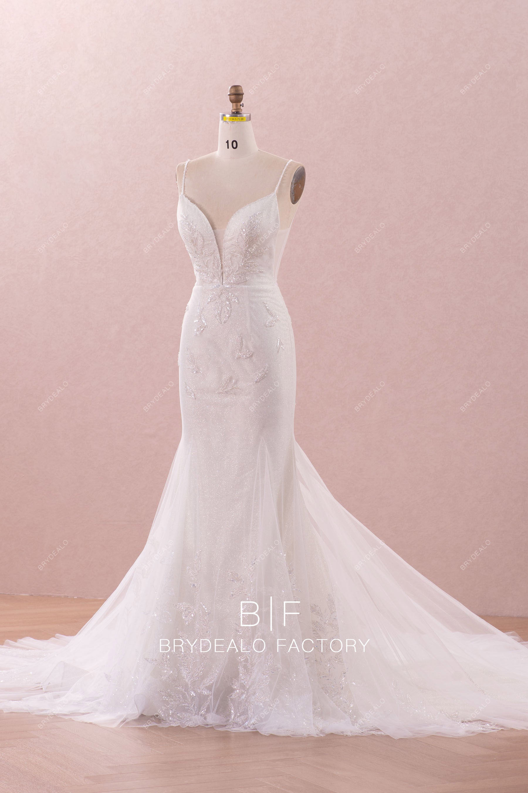 beaded straps sparkly wedding dress