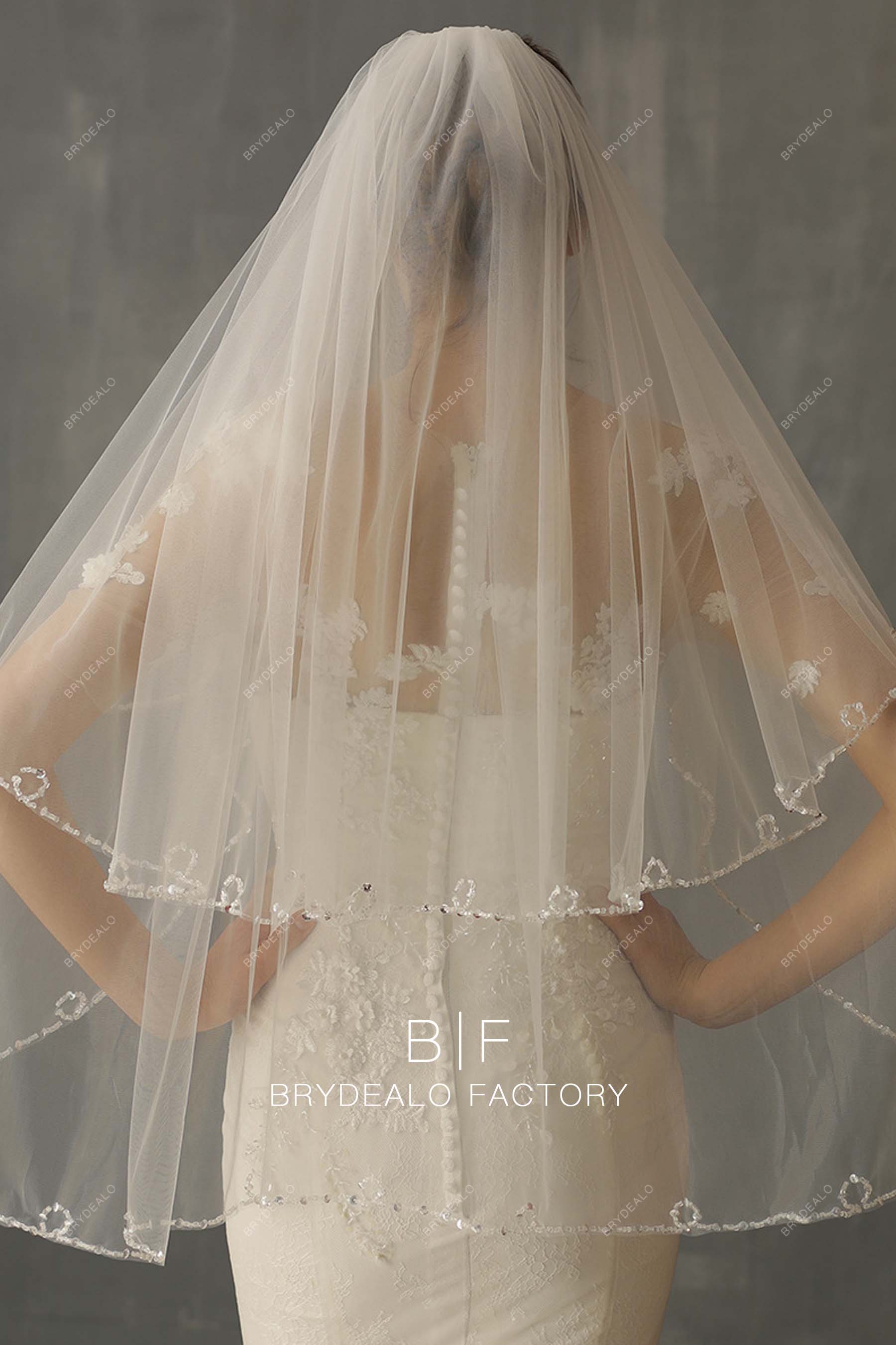 Two-tiered Fingertip Length Wholesale Wedding Veil