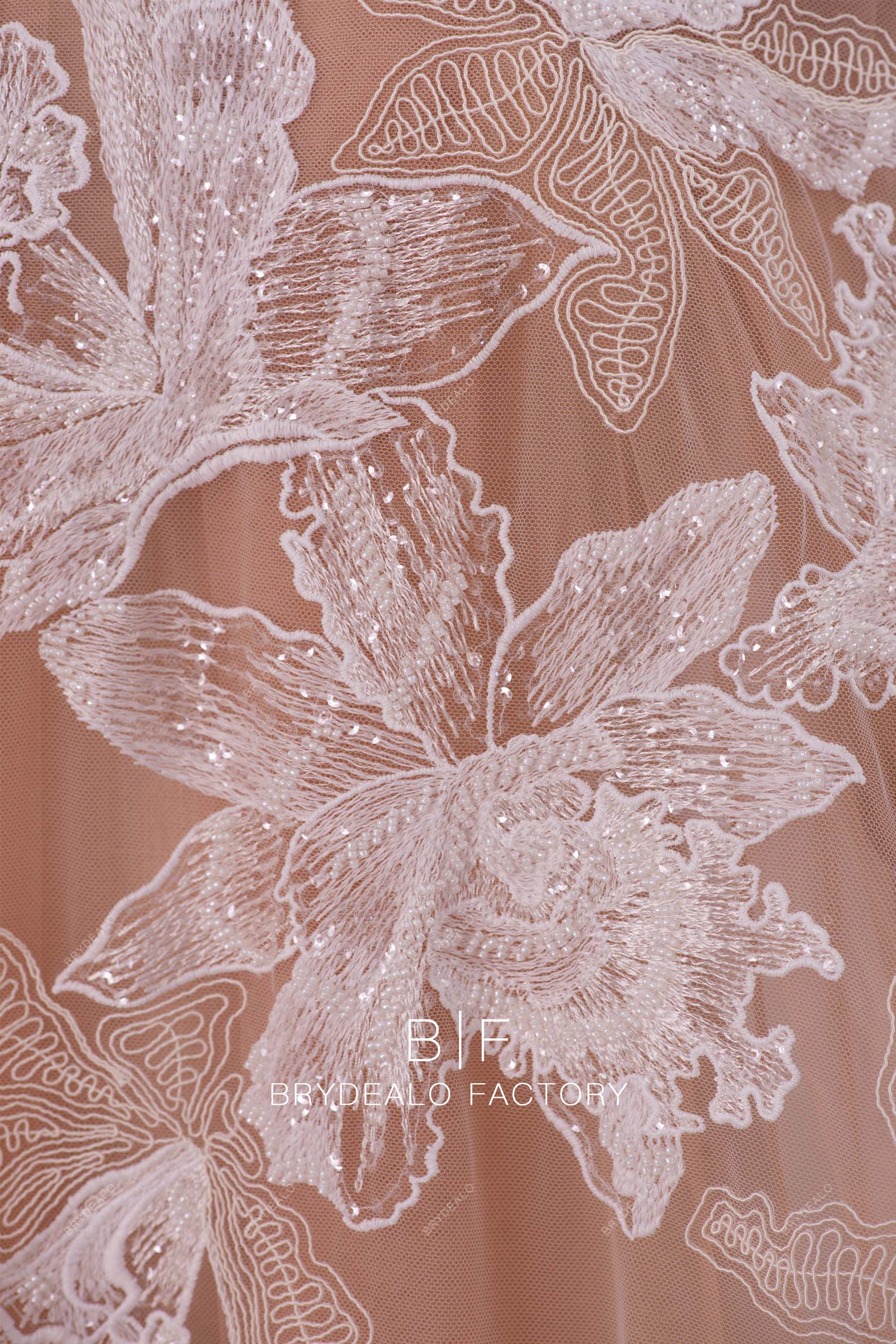 big beaded embroidery floral lace