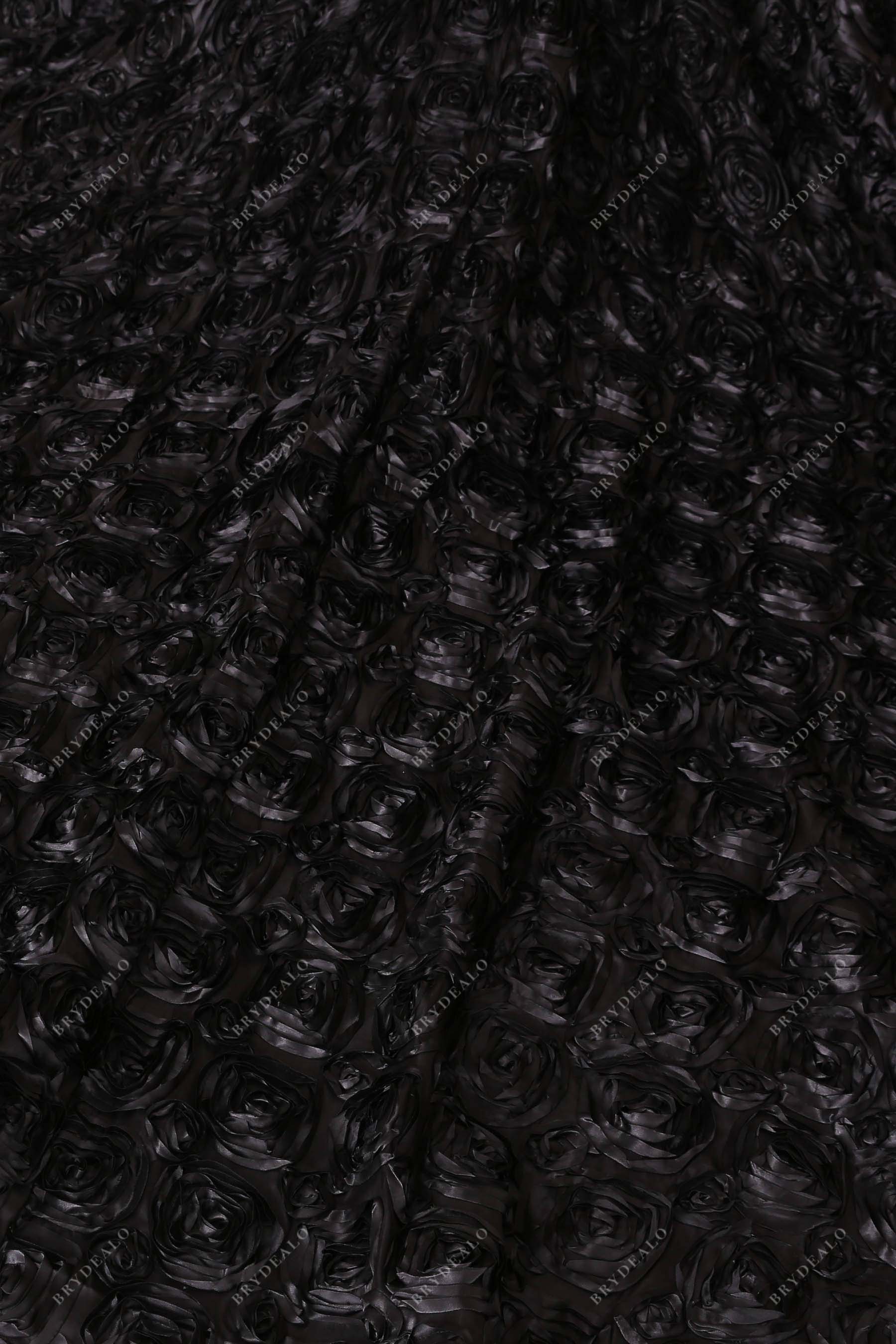 black 3D roses prom gown