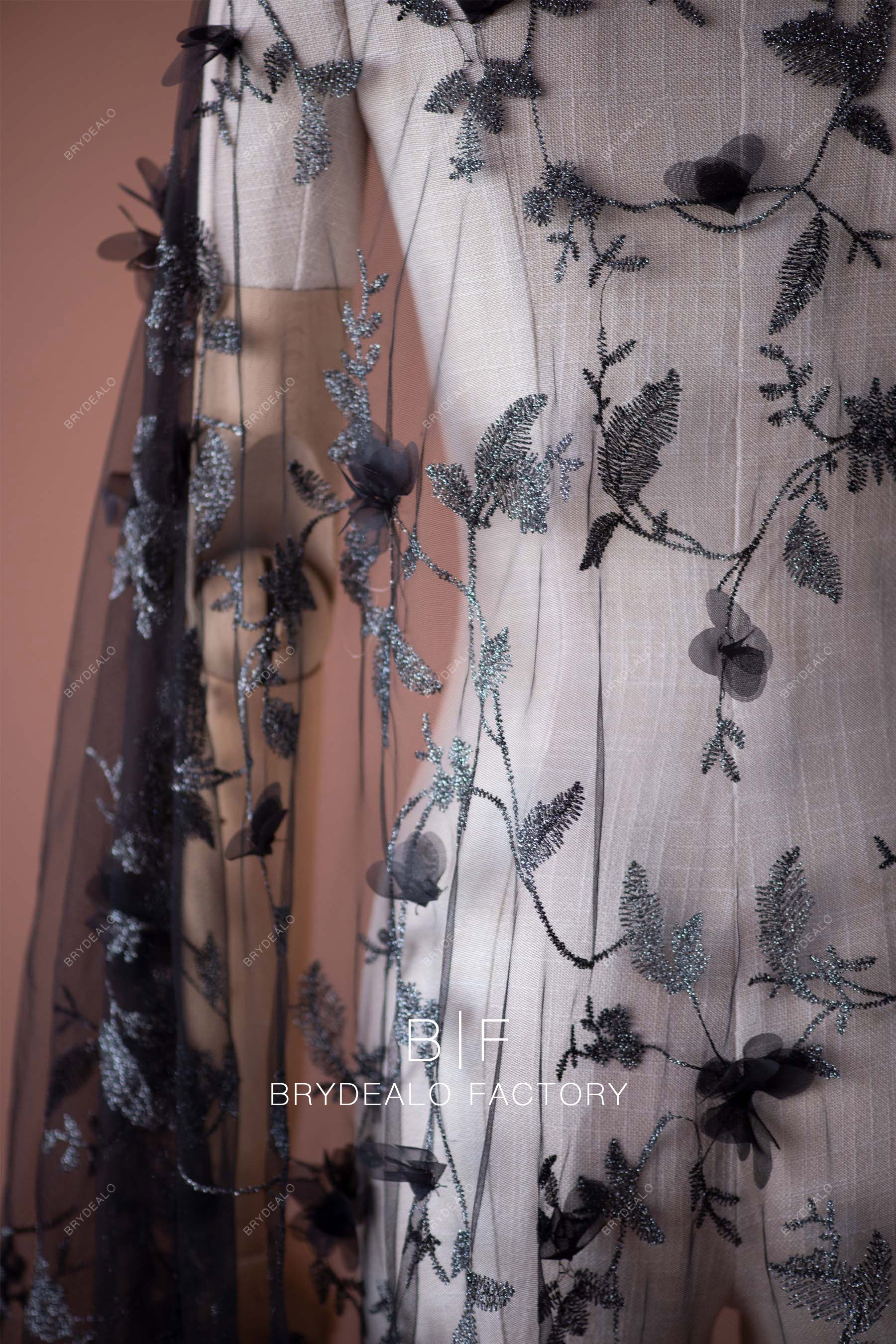 black shimmery flower lace