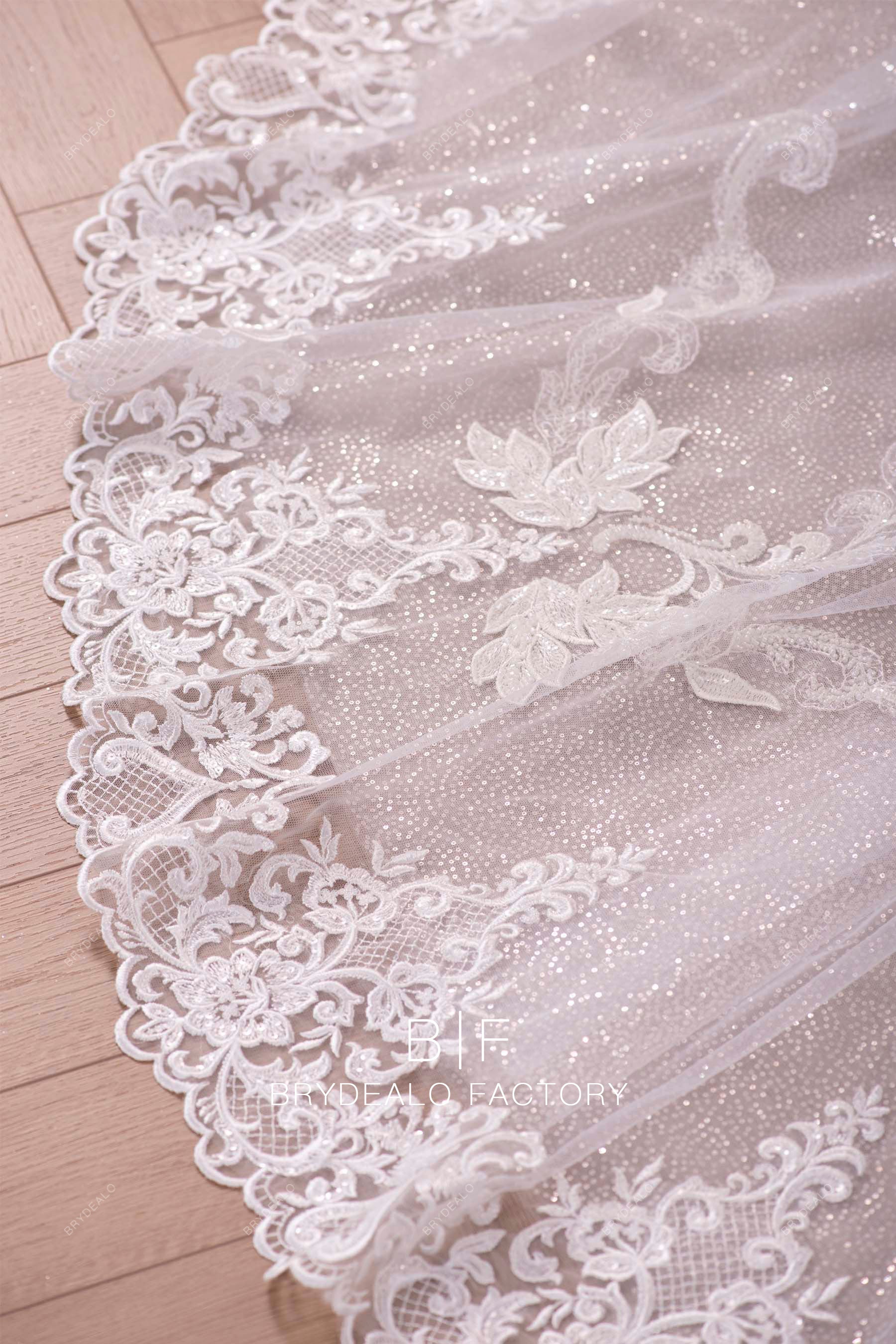 bridal gown lace tulle train