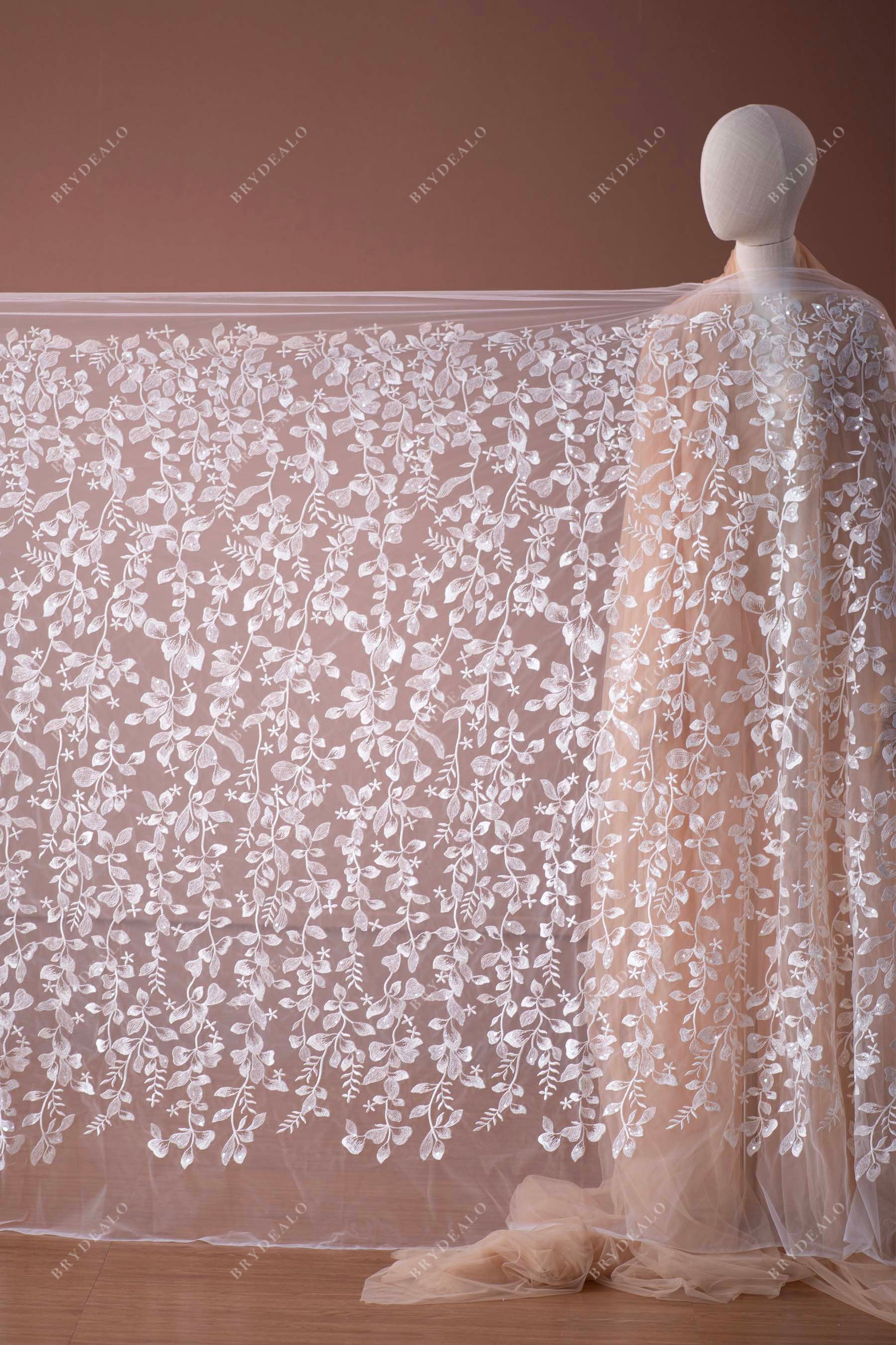 flower bridal lace fabric sold by the yard