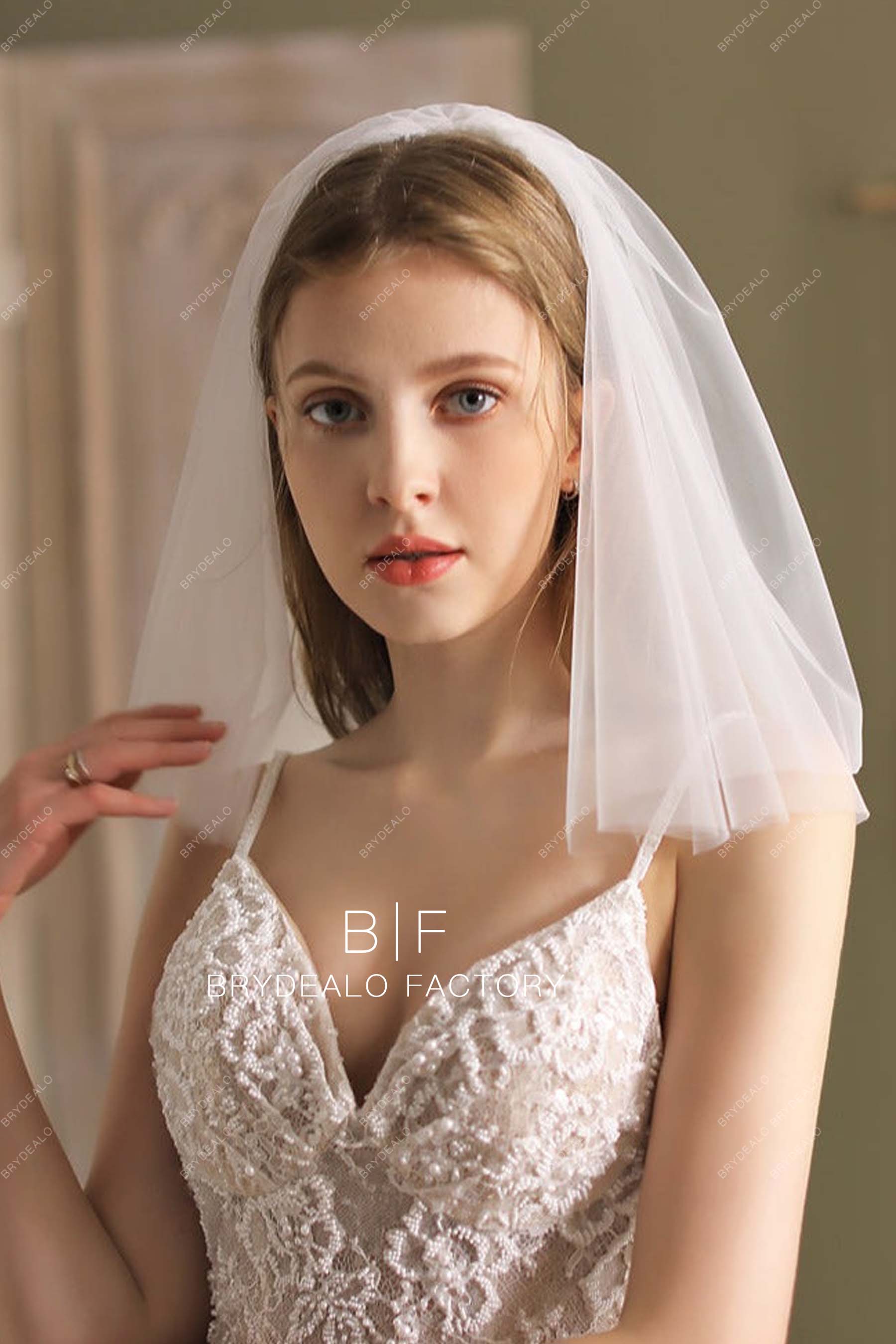 Zhaomeidaxi Bridal Veil Womens Simple Tulle Short Bachelorette