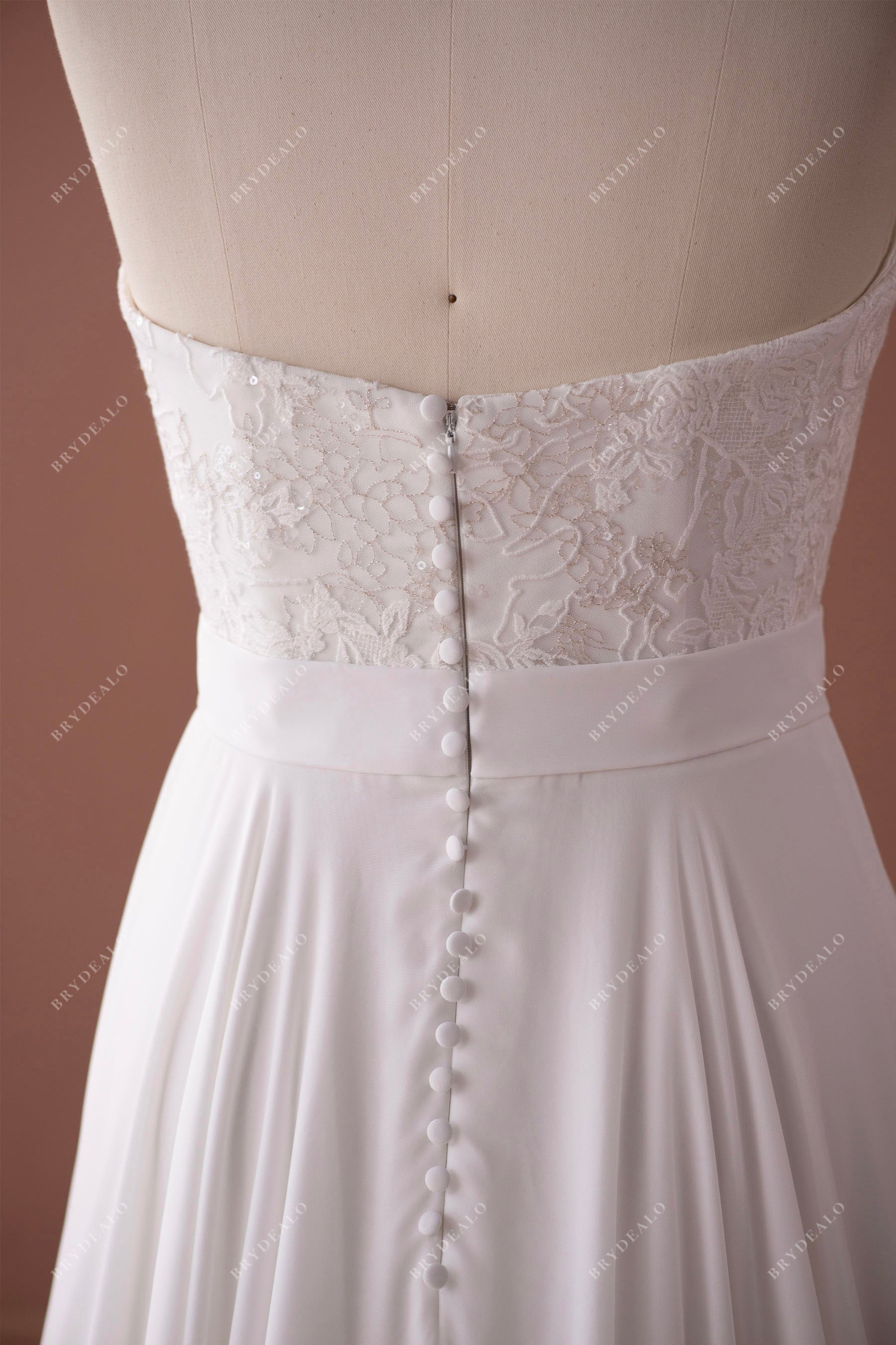 buttoned back lace wedding gown