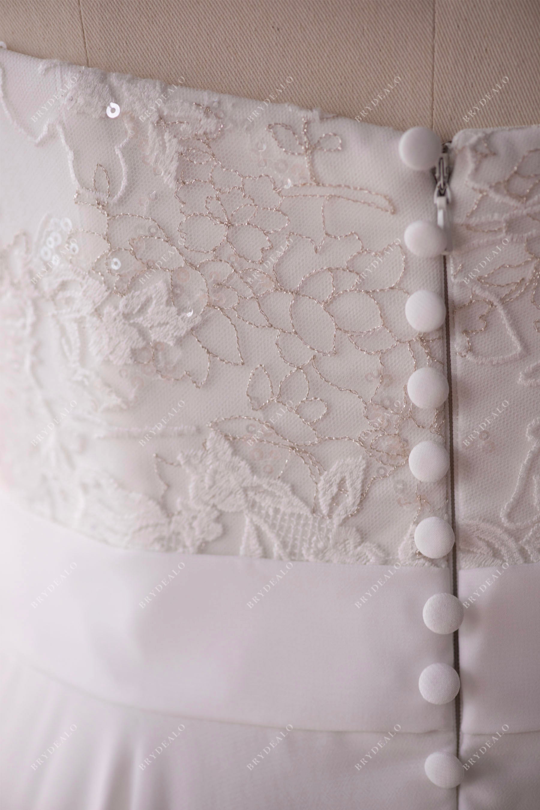 buttoned lace wedding dress