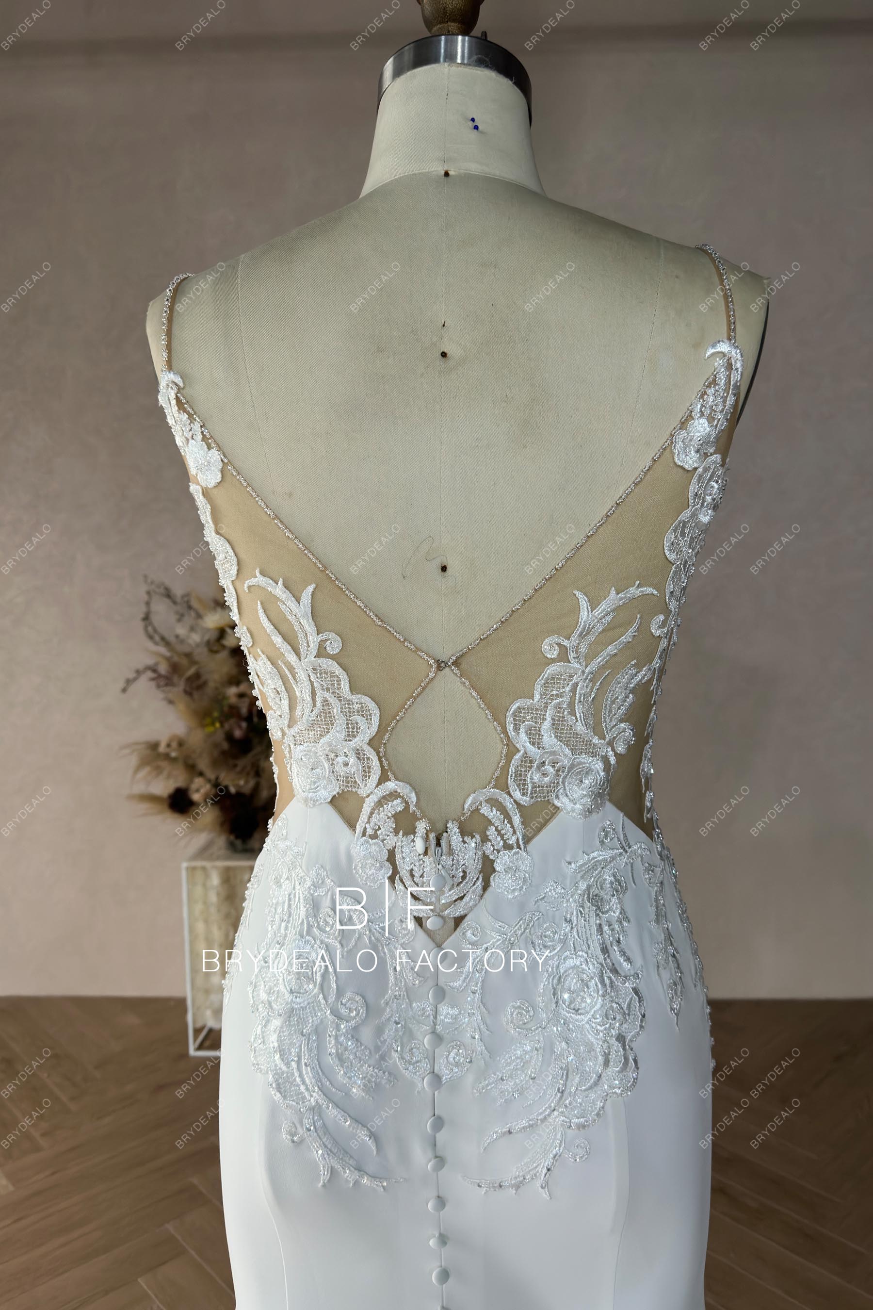 custom keyhole back designer lace wedding dress